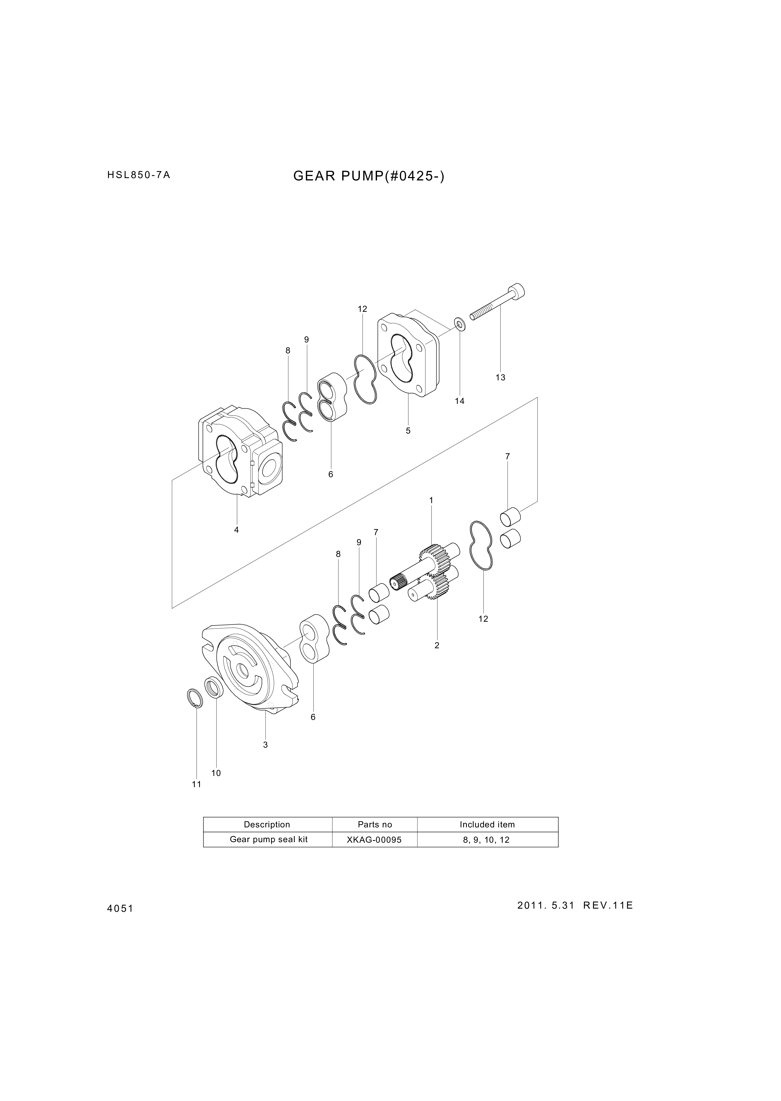 Technical drawing of Hyundai Construction Equipment XKAG-00085 HOUSING-GEAR with dimensions and layout (figure 3)