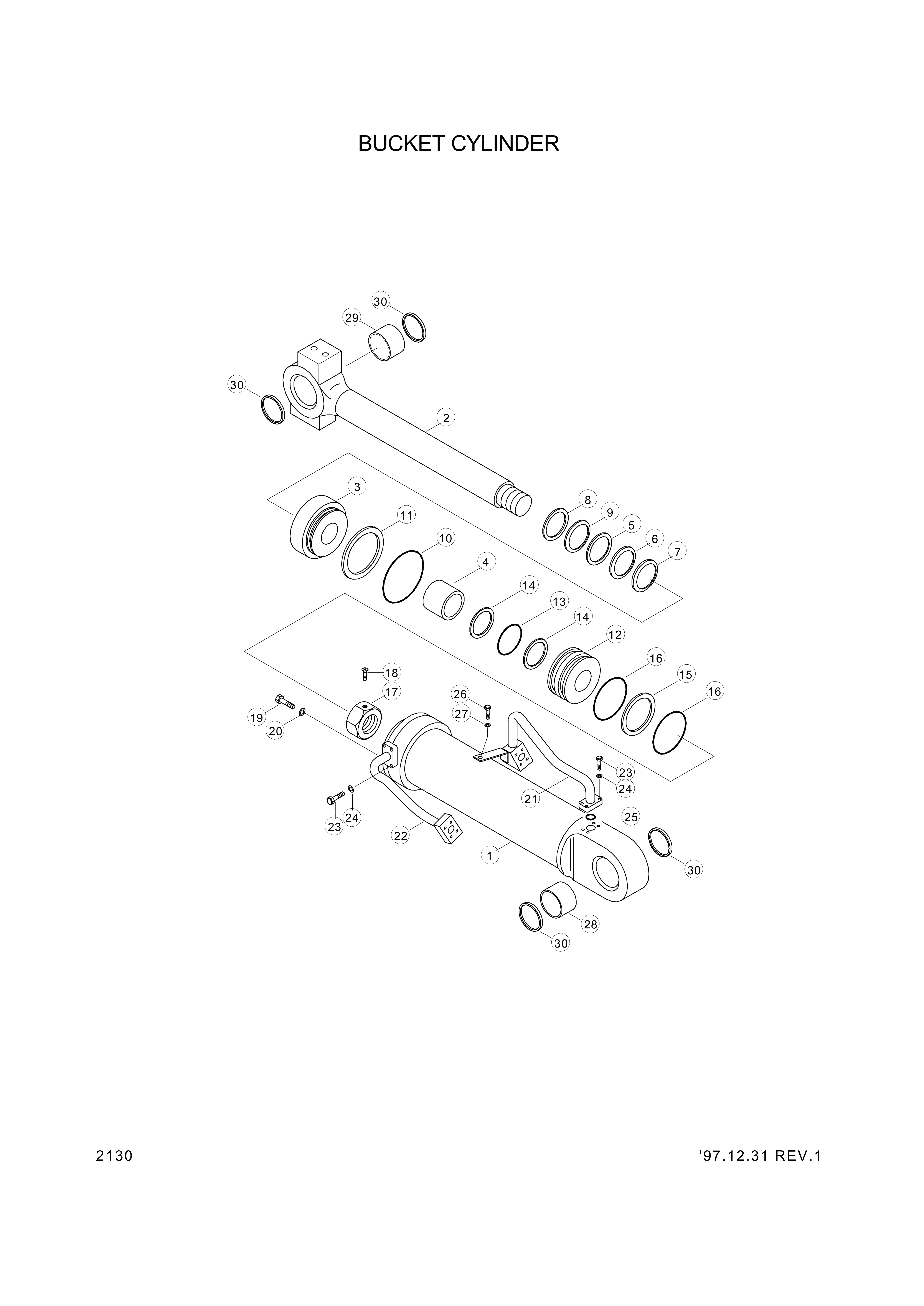 Technical drawing of Hyundai Construction Equipment 31Y2-02870S TUBE ASSY-CYL with dimensions and layout (figure 3)