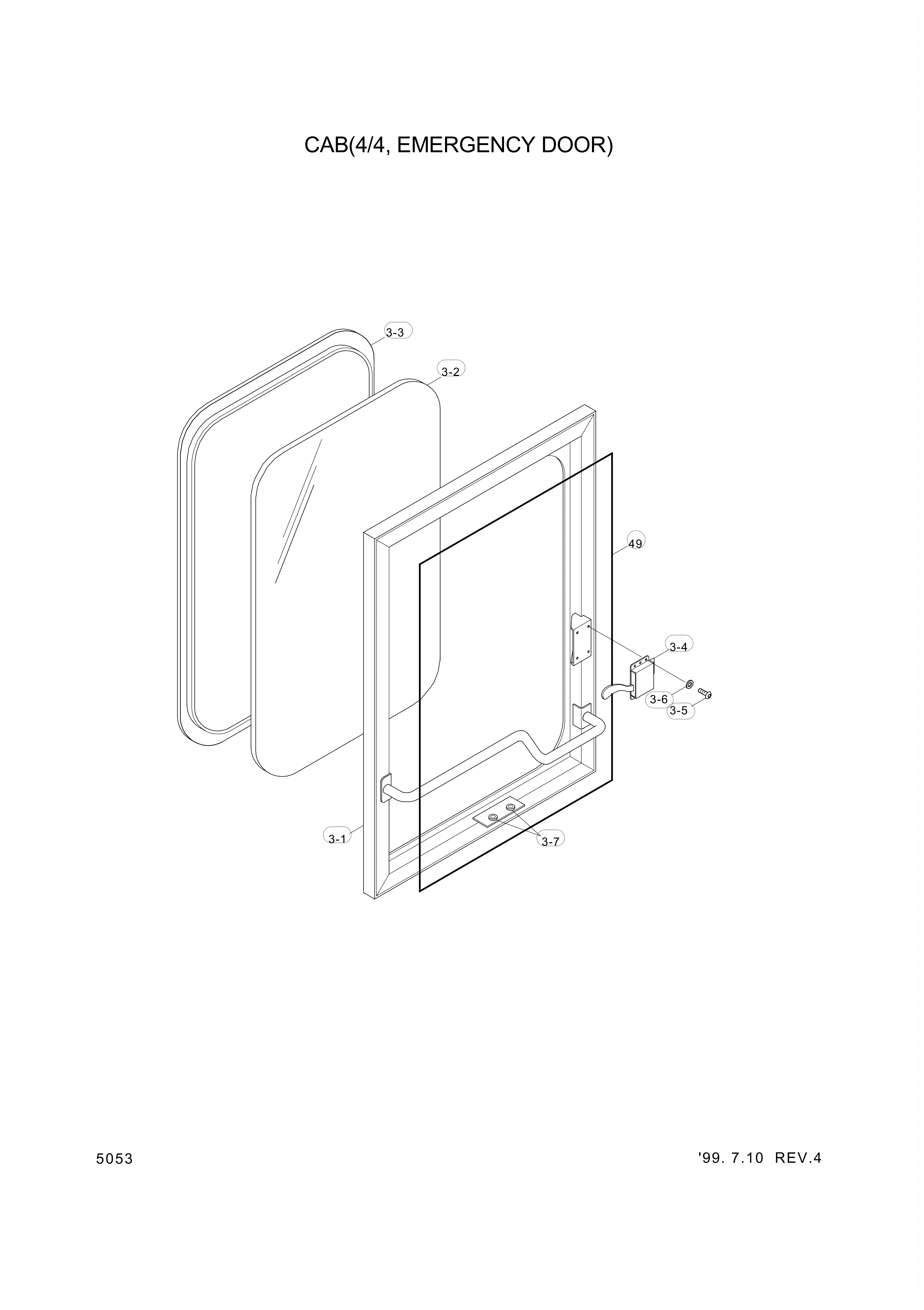 drawing for Hyundai Construction Equipment 74L3-05161 - DOOR ASSY-EMERGENCY (figure 4)