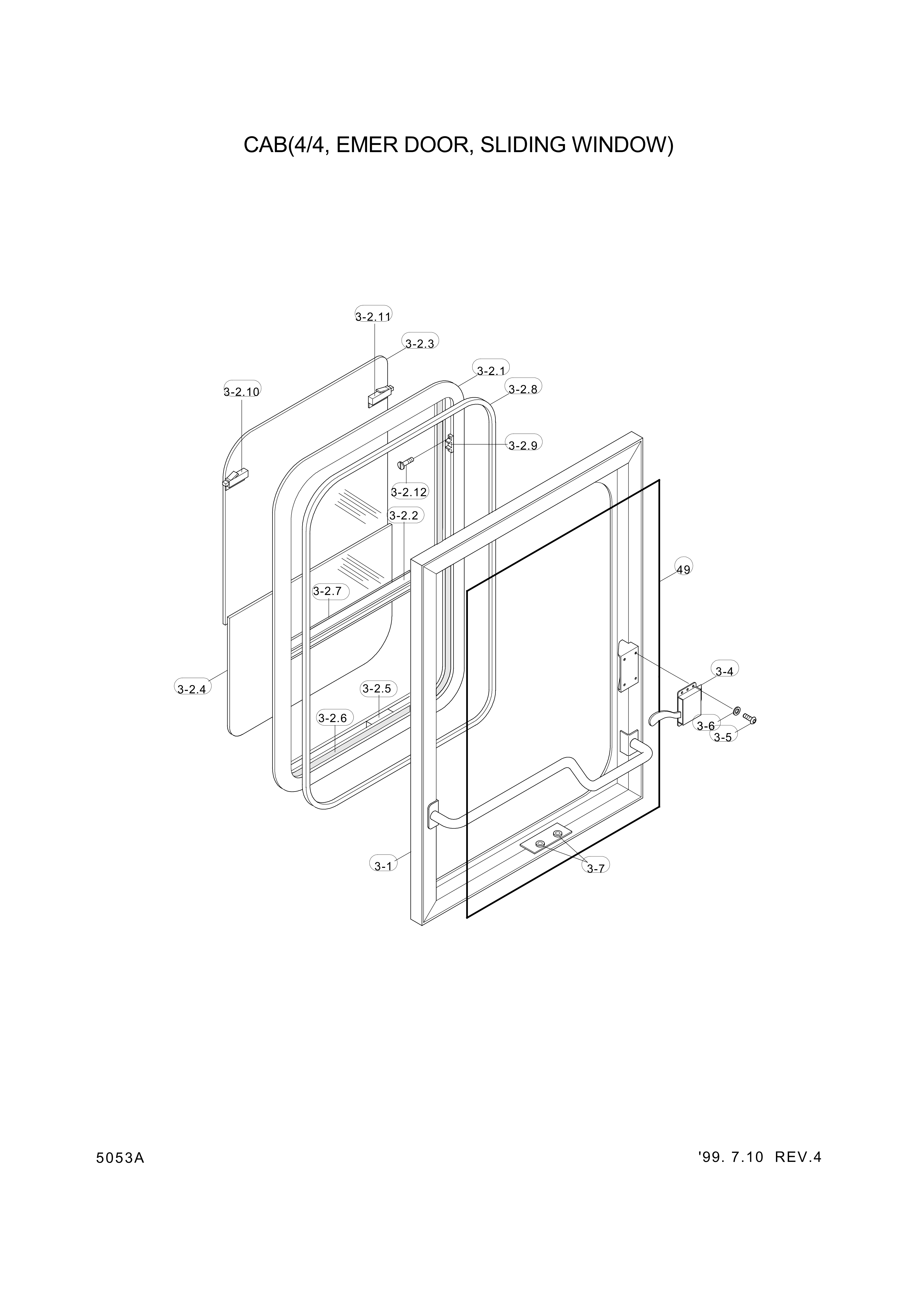 drawing for Hyundai Construction Equipment 74L3-05740 - WINDOW ASSY-SLIDING (figure 4)