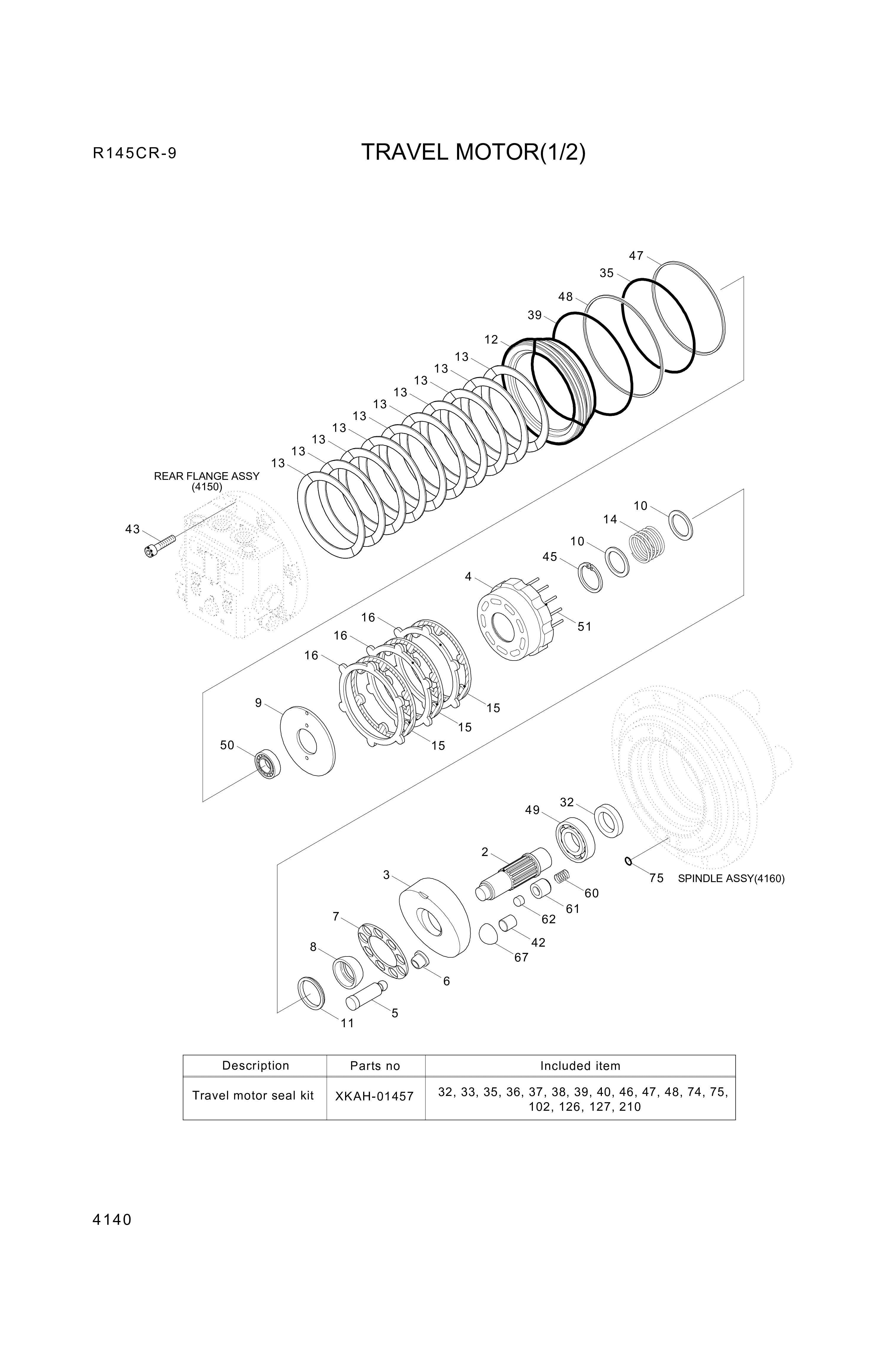 drawing for Hyundai Construction Equipment XKAH-01182 - MOTOR UNIT-TRAVEL (figure 3)
