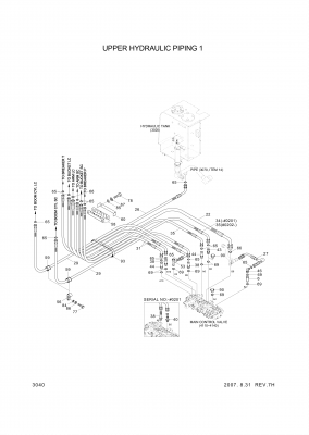 Technical drawing of Hyundai Construction Equipment P930-085010 HOSE ASSY-ORFS&amp;THD with dimensions and layout (figure 2)