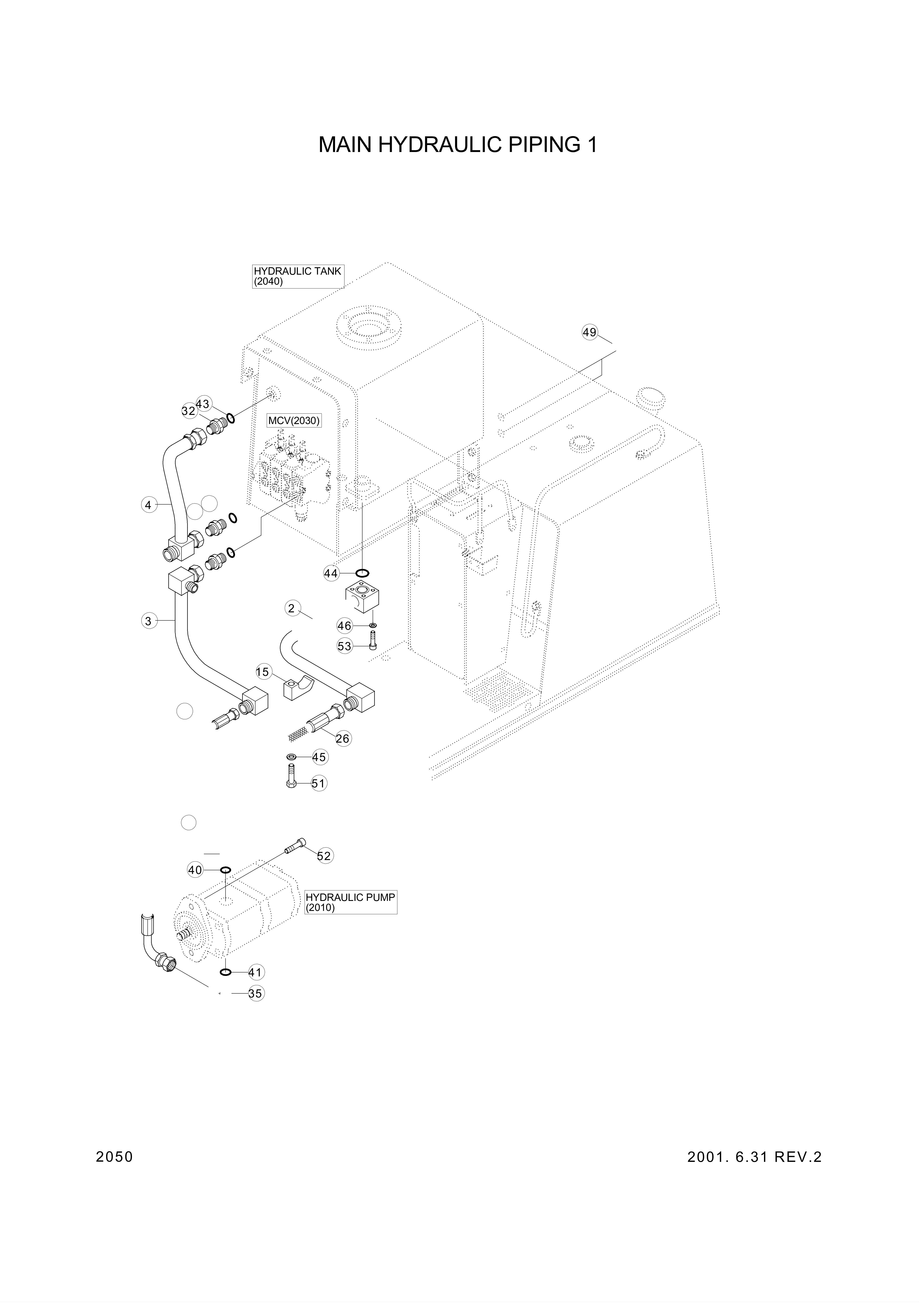 drawing for Hyundai Construction Equipment 35D1-10751 - PIPE ASSY-HYD (figure 2)