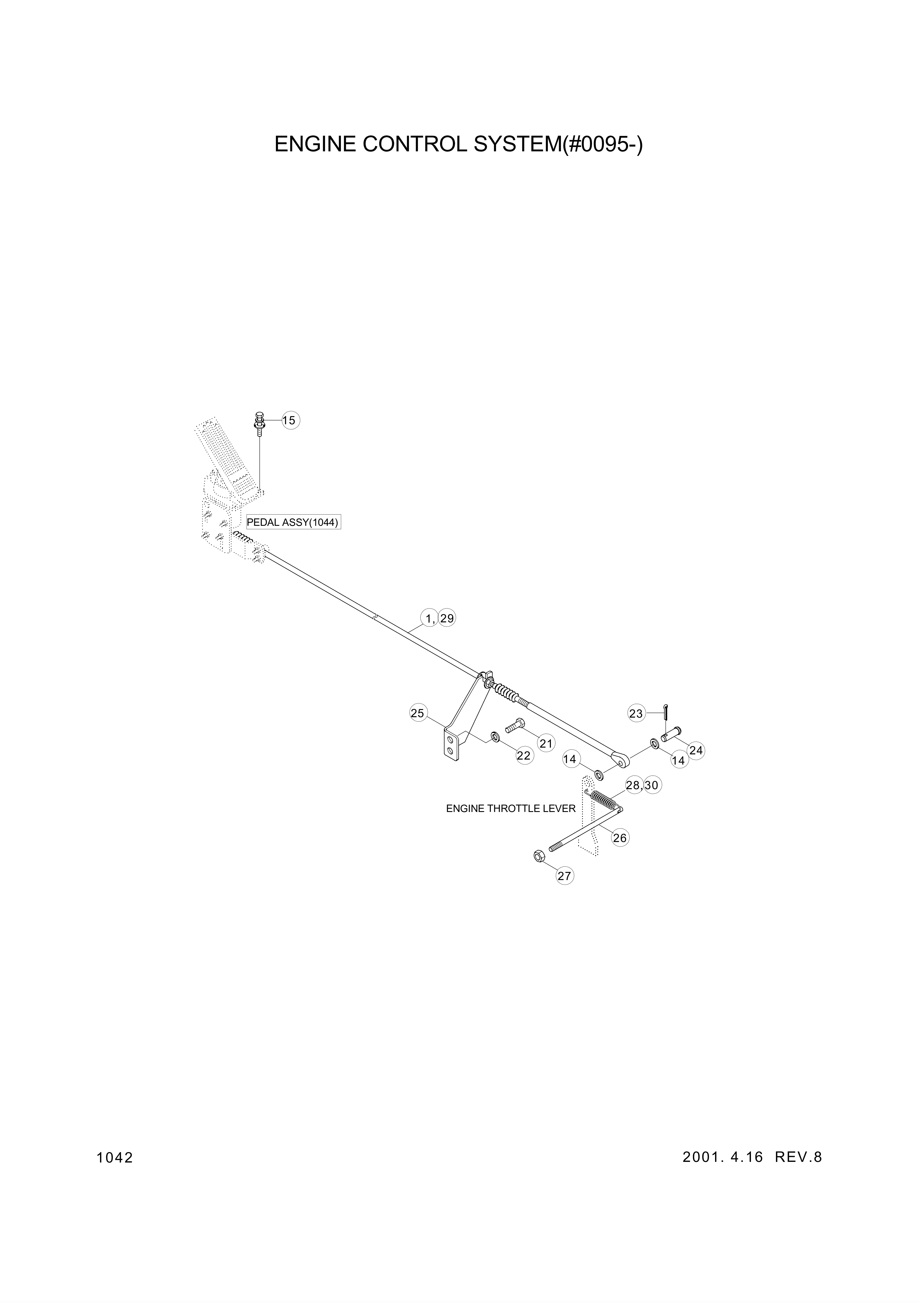 Technical drawing of Hyundai Construction Equipment 11L6-01291 CABLE-PUSHPULL with dimensions and layout