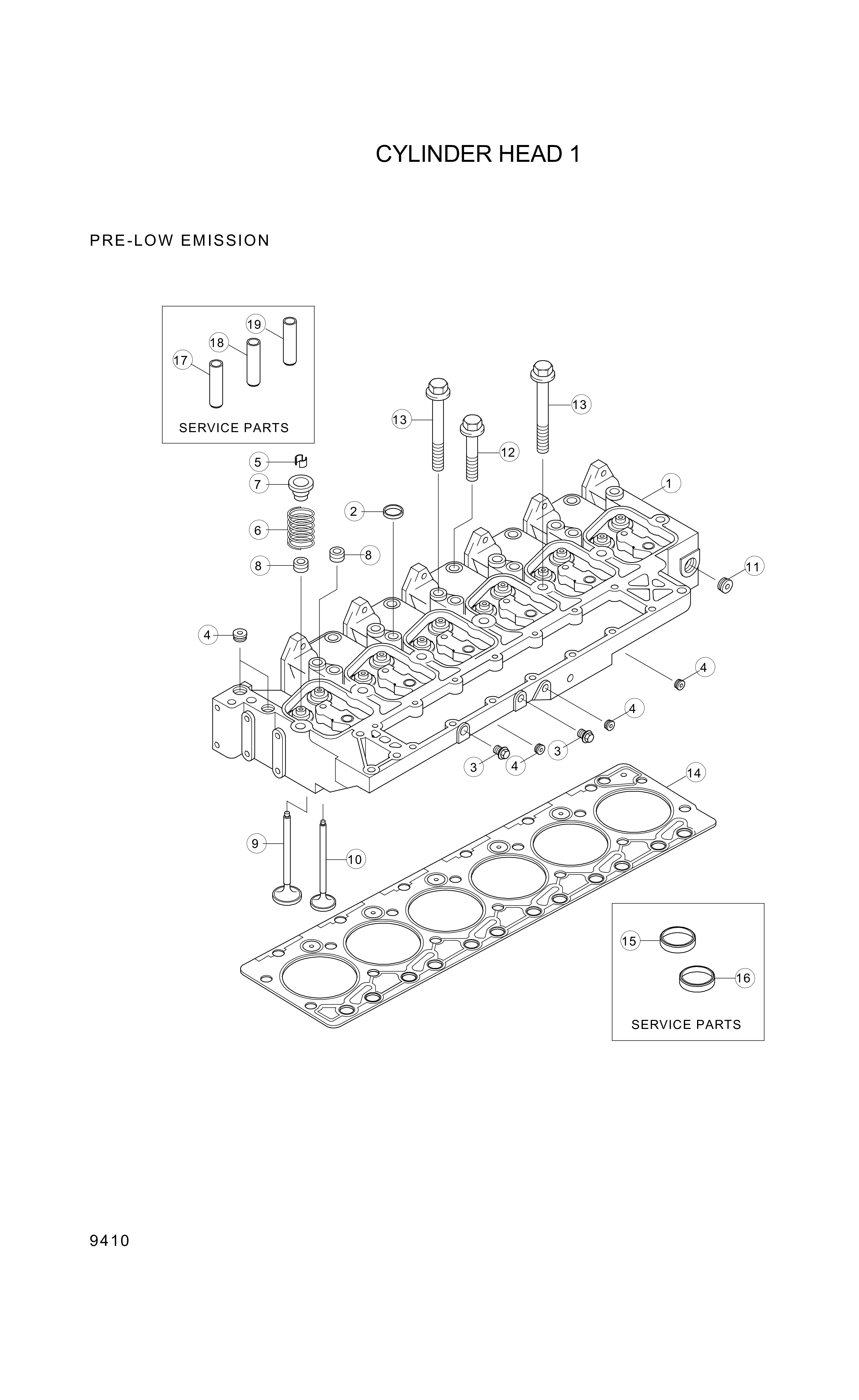 Technical drawing of Hyundai Construction Equipment YUBP-06232 HEAD-CYL with dimensions and layout (figure 4)