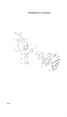 Technical drawing of Hyundai Construction Equipment YUBP-06822 GASKET with dimensions and layout (figure 2)
