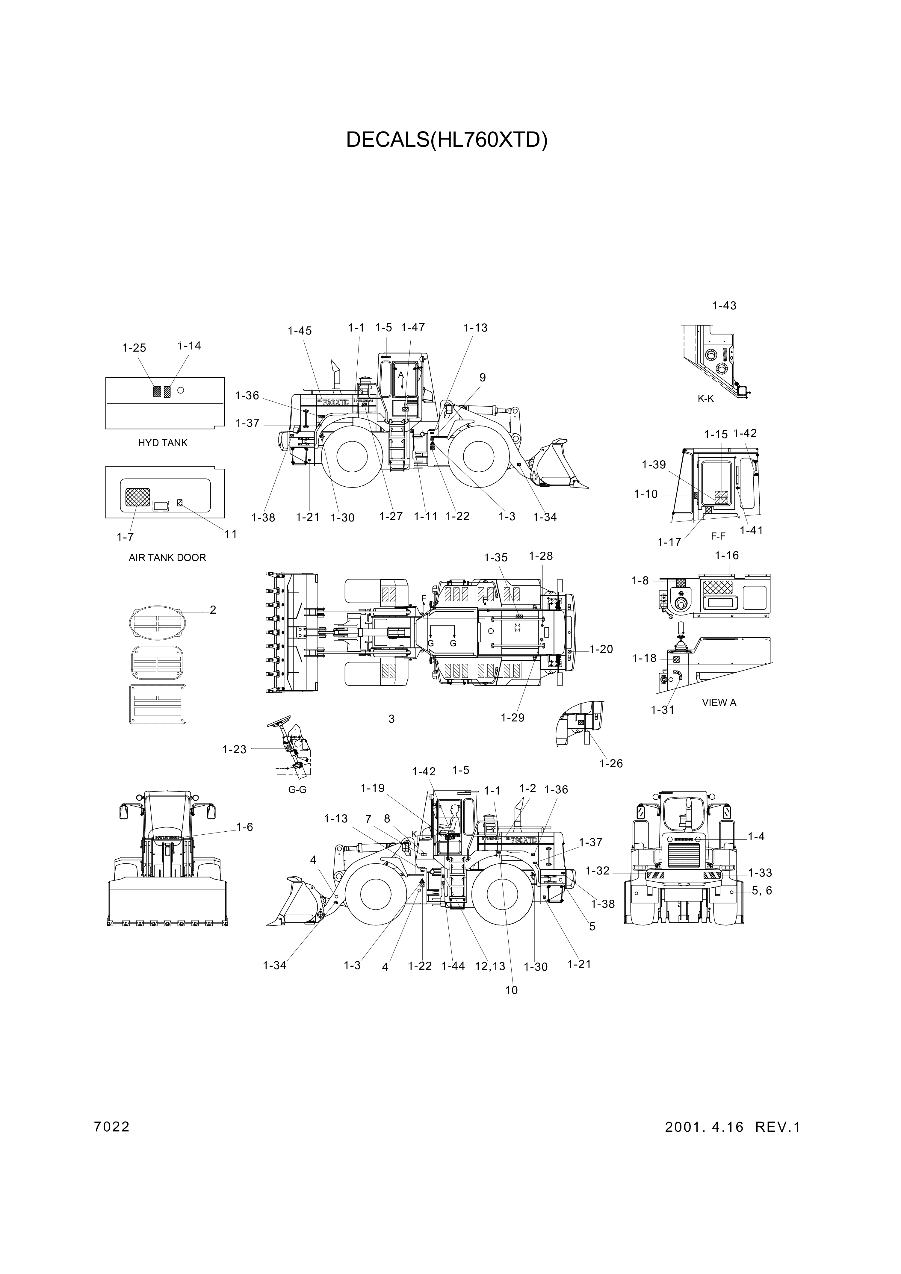 Technical drawing of Hyundai Construction Equipment 94L4-00221 DECAL-SERVICE&amp;LUB with dimensions and layout (figure 2)