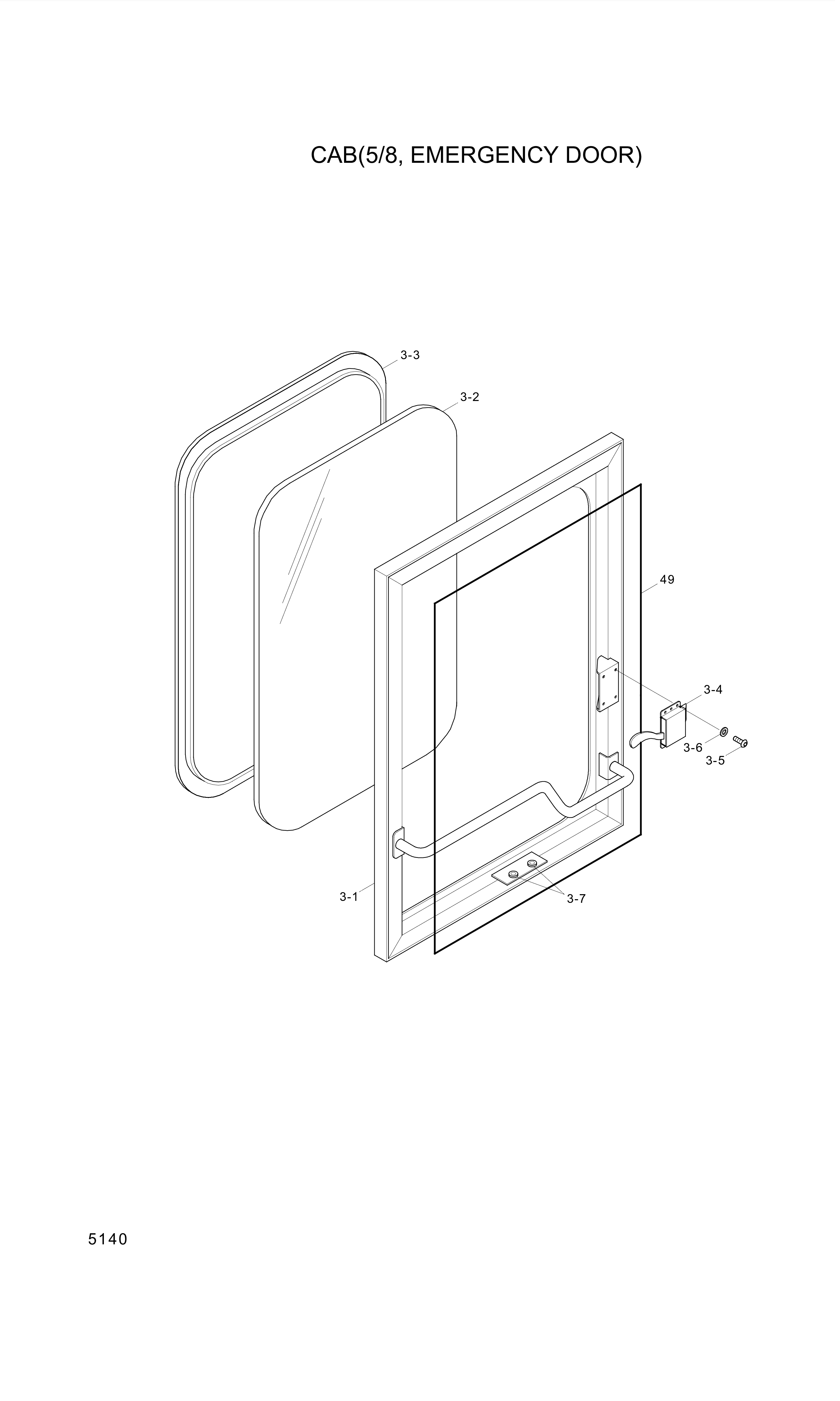drawing for Hyundai Construction Equipment 74L3-05161 - DOOR ASSY-EMERGENCY (figure 5)