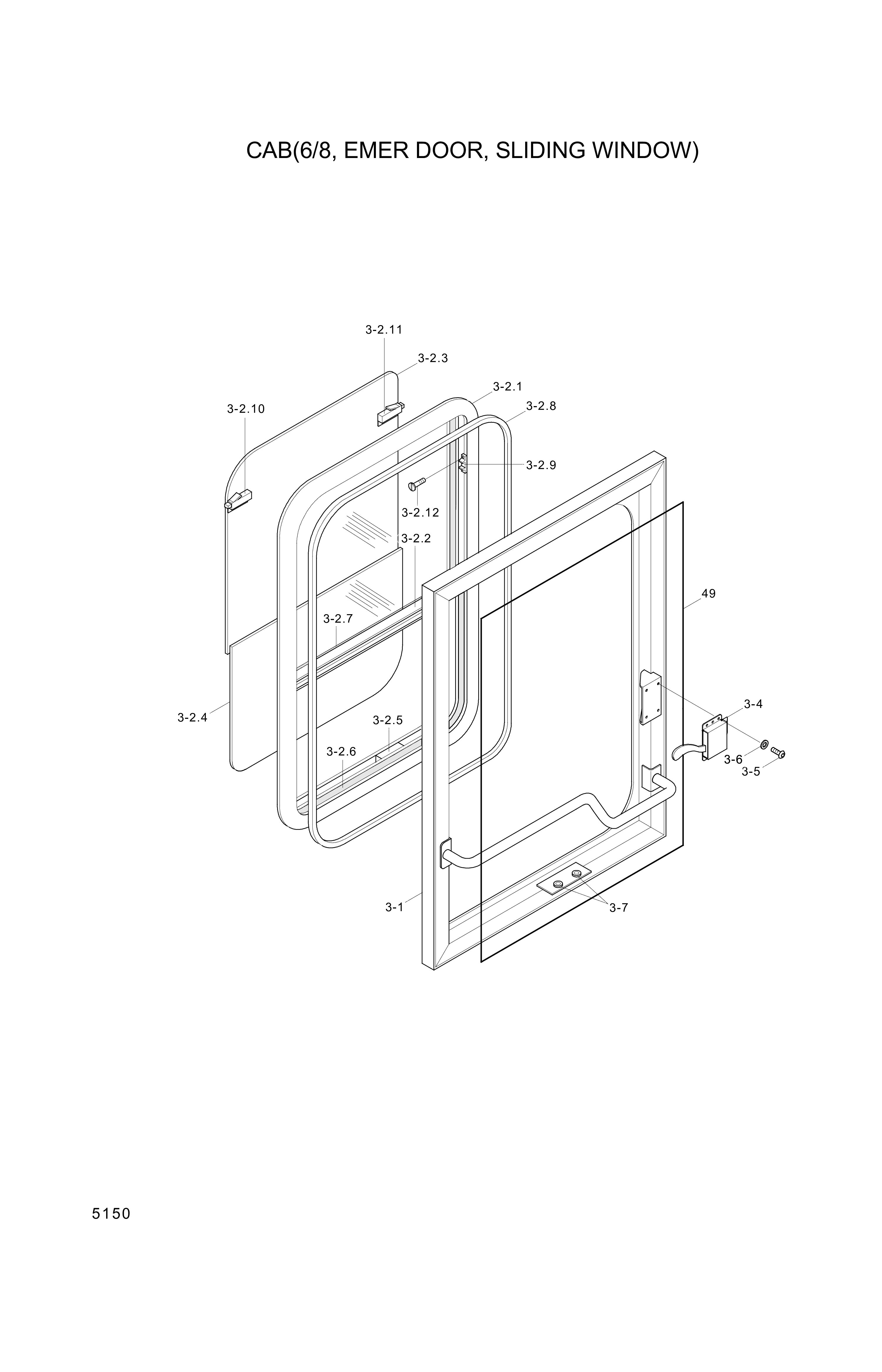 drawing for Hyundai Construction Equipment 74L3-05740 - WINDOW ASSY-SLIDING (figure 5)