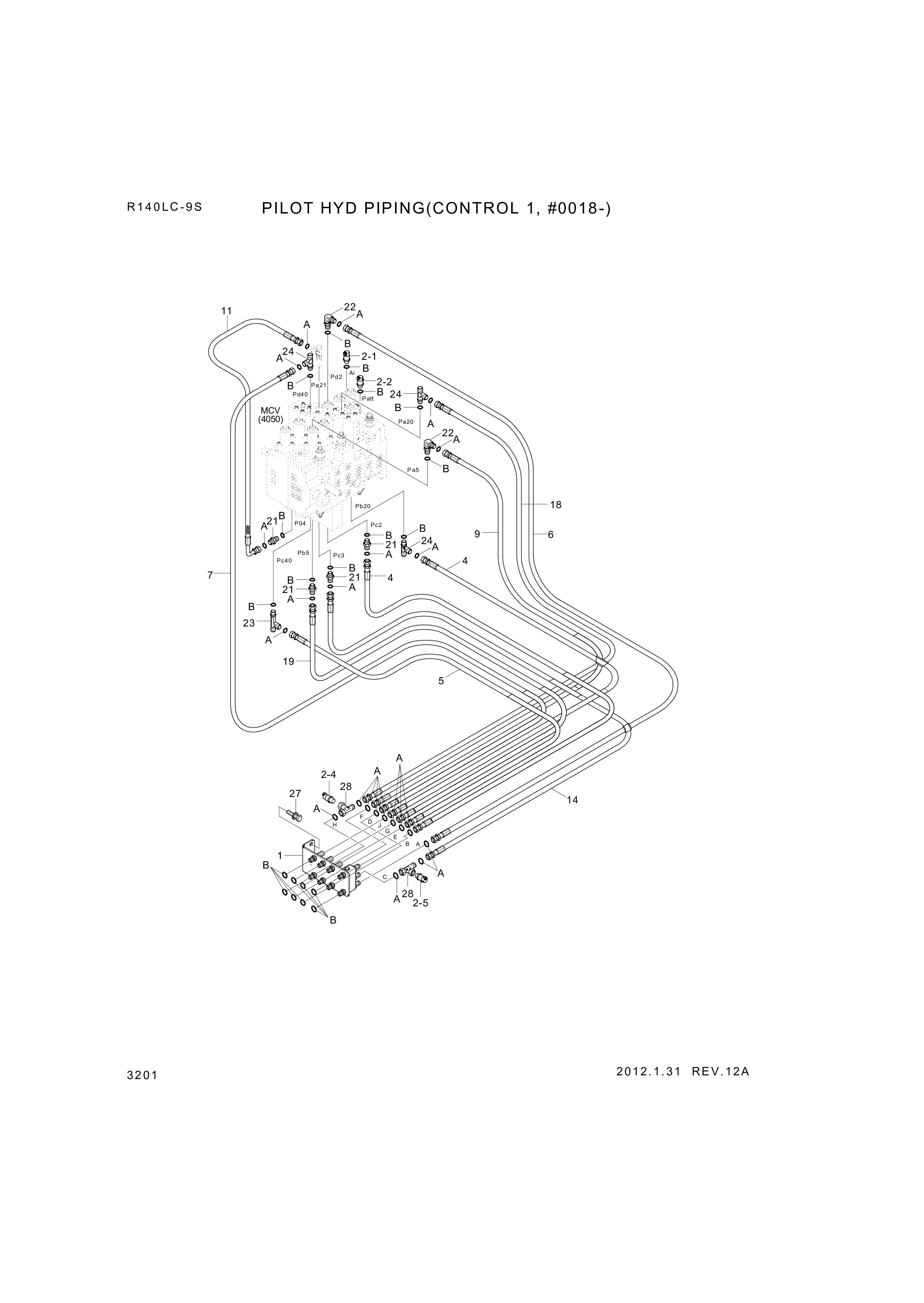 drawing for Hyundai Construction Equipment X420-042034 - HOSE ASSY-SYNF&ORFS (figure 4)