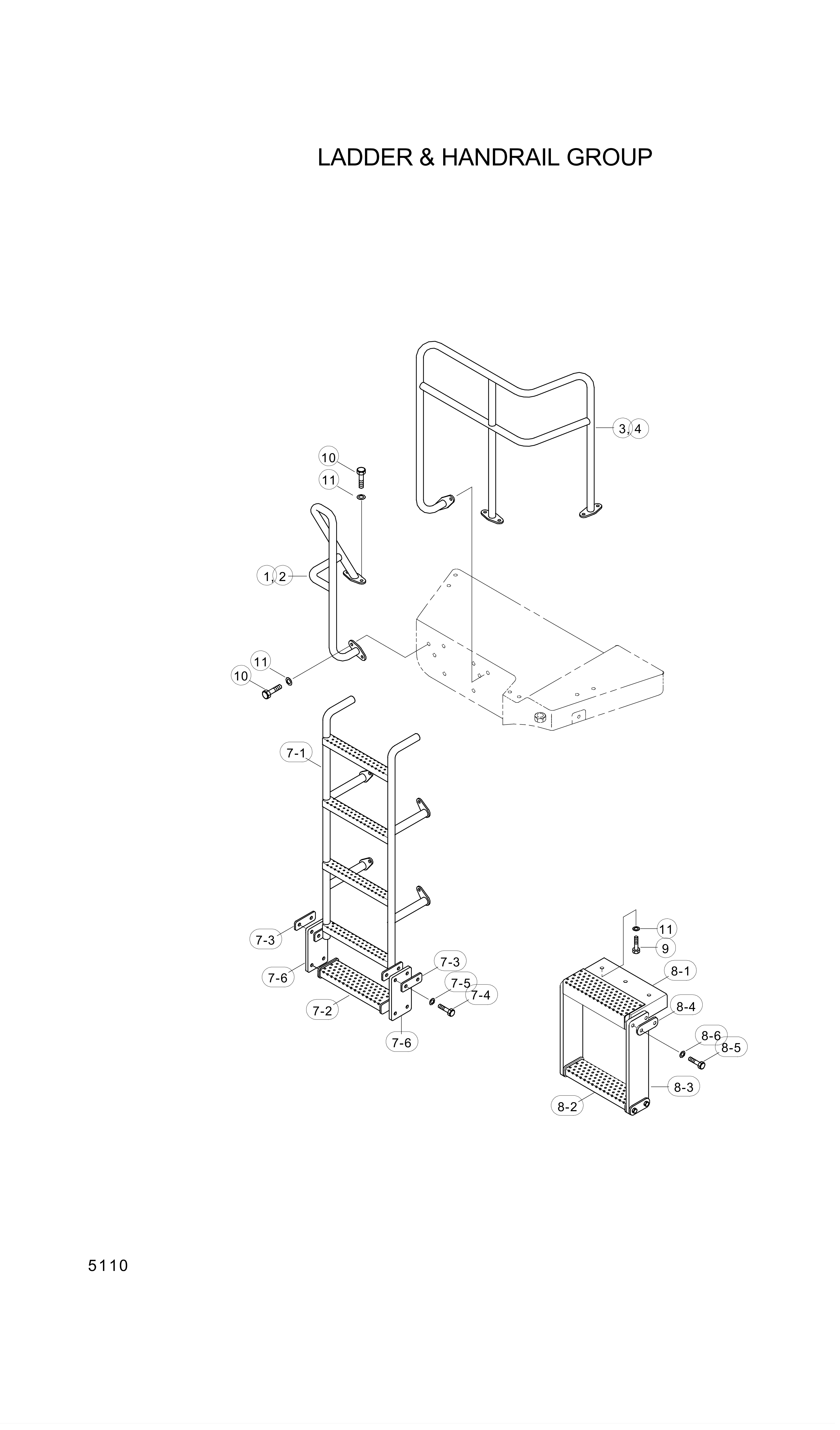 drawing for Hyundai Construction Equipment 74L1-20670 - LADDER (figure 2)