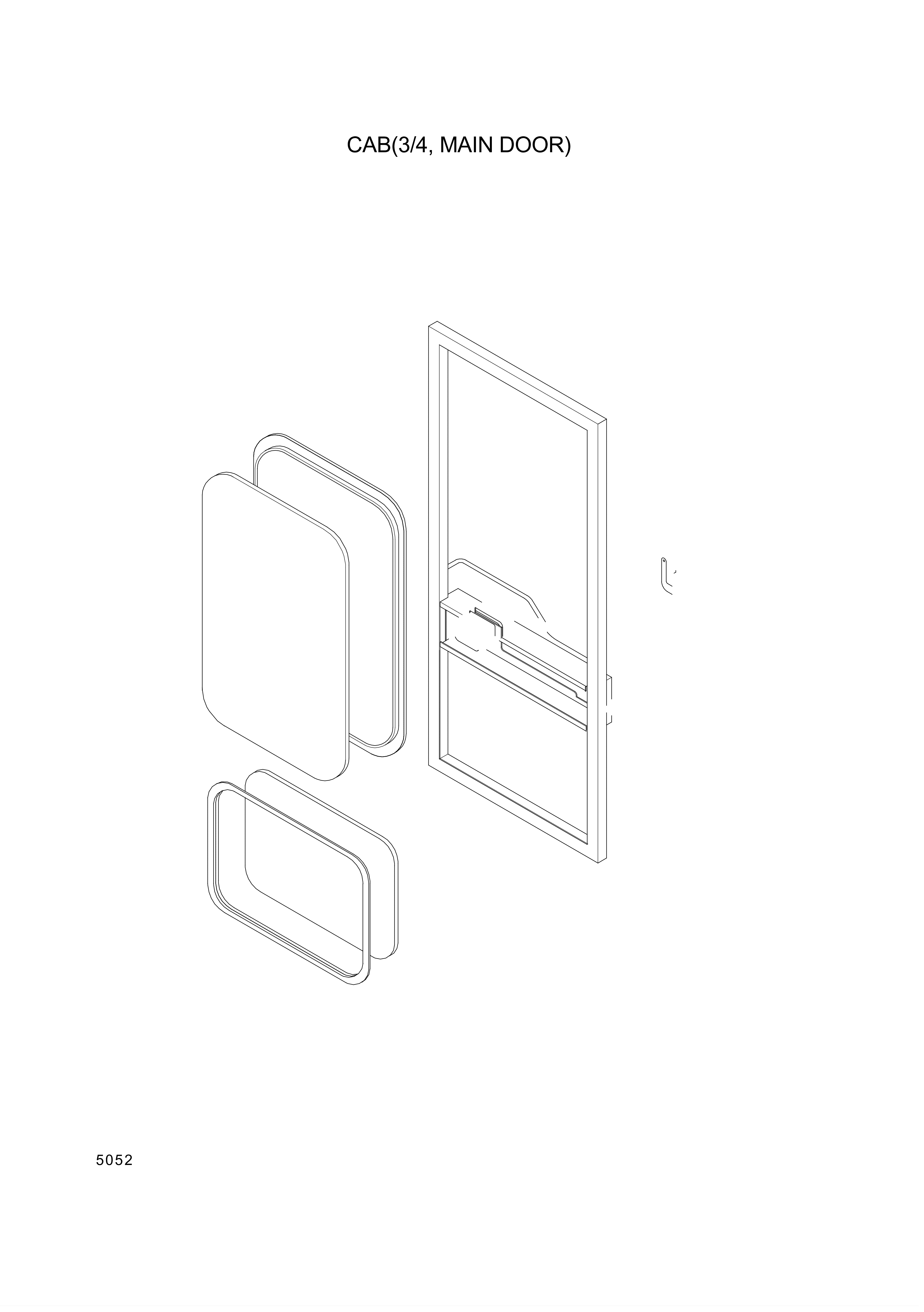 drawing for Hyundai Construction Equipment 74L3-04832 - FRAME-DOOR (figure 1)