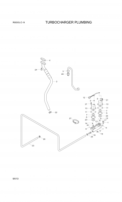 Technical drawing of Hyundai Construction Equipment YUBP-05709 SEAL-GROMMET with dimensions and layout (figure 5)