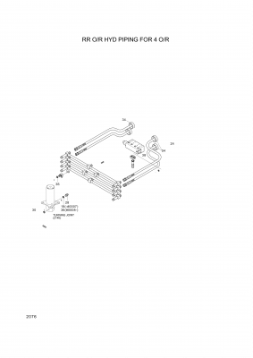Technical drawing of Hyundai Construction Equipment 35EA-70200 PIPE ASSY-HYD LH with dimensions and layout (figure 4)