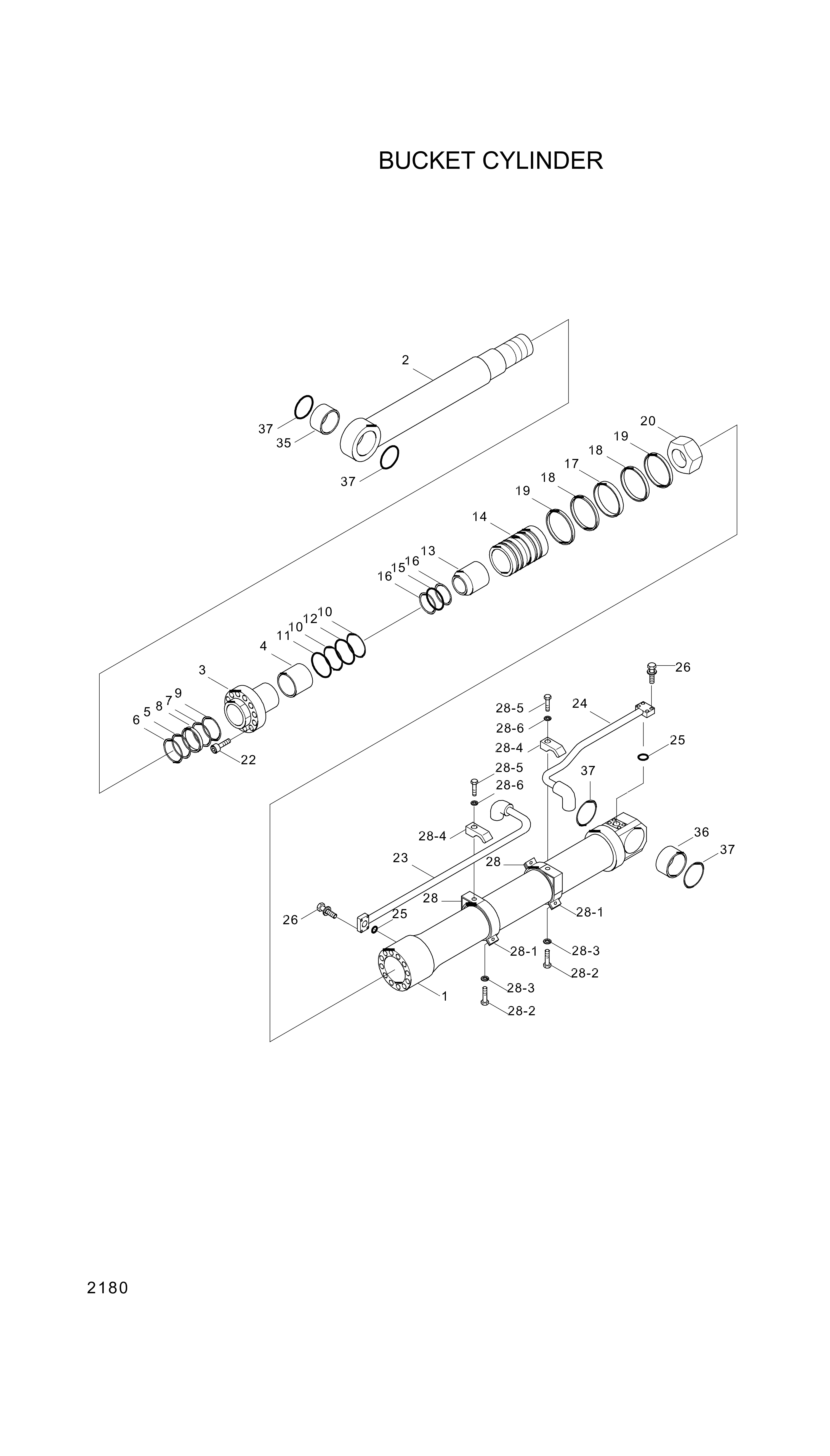 drawing for Hyundai Construction Equipment 31E6-65011 - Bucket Cyl Sub Assy (figure 1)