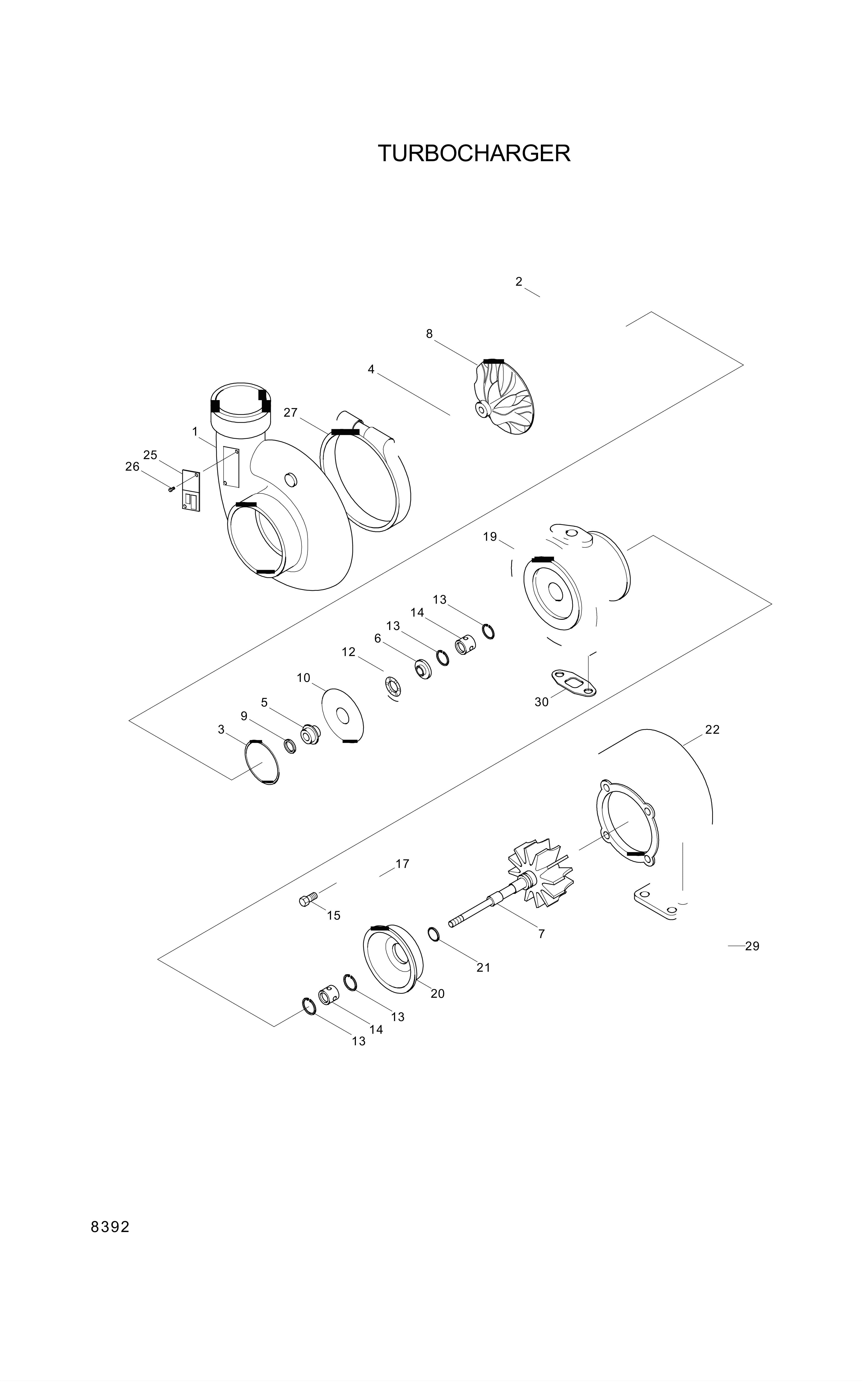 Technical drawing of Hyundai Construction Equipment YUBP-05470 HOUSING-BEARING with dimensions and layout (figure 5)