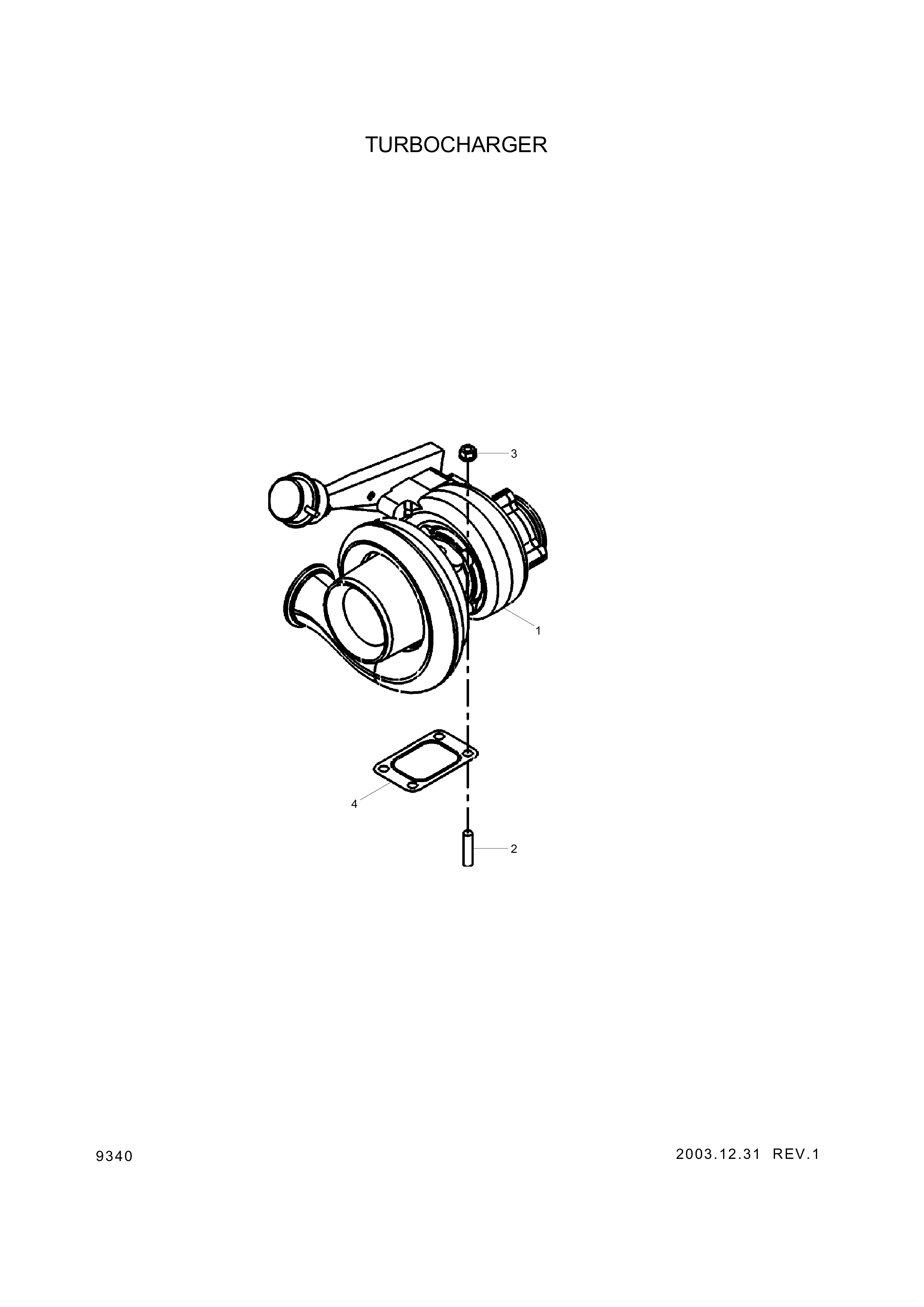 drawing for Hyundai Construction Equipment 3596629 - TURBOCHARGER ASSY (figure 1)