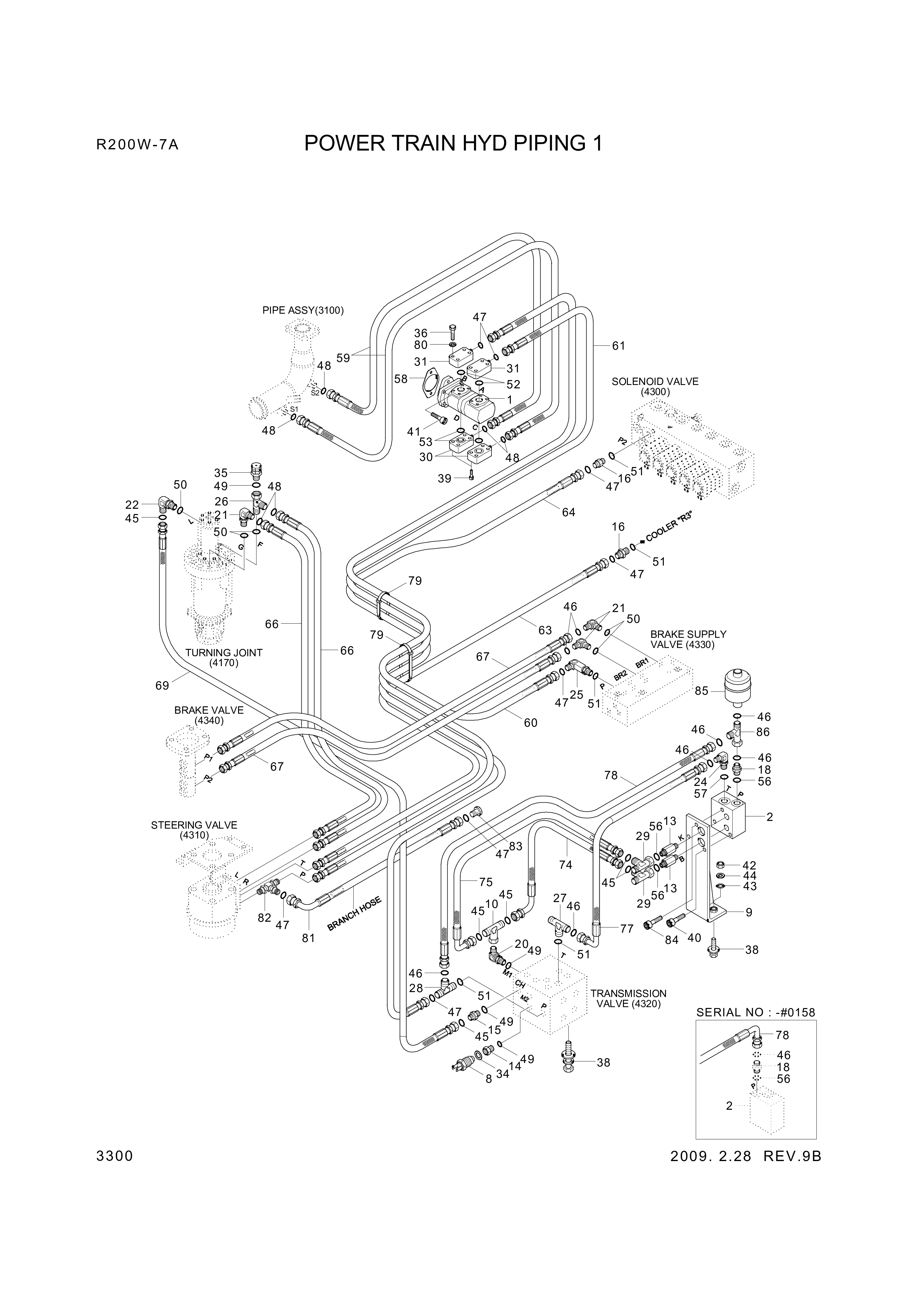 Technical drawing of Hyundai Construction Equipment P933-162033 HOSE ASSY-ORFS&amp;THD with dimensions and layout (figure 2)