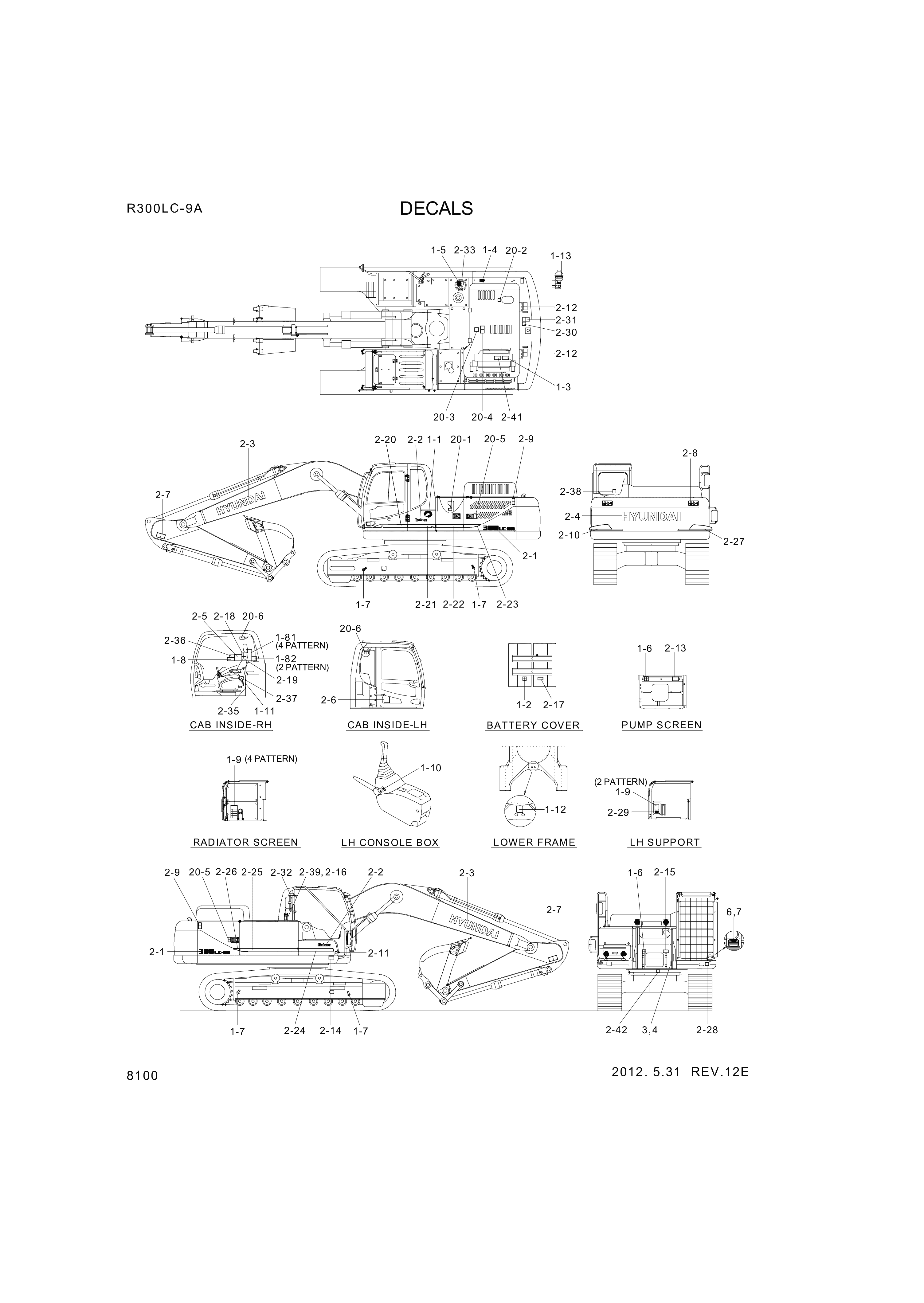 drawing for Hyundai Construction Equipment 93Q8-02100 - DECAL KIT-LIFT CHART (figure 1)