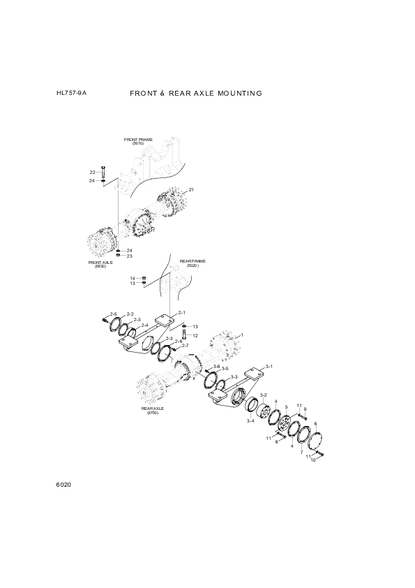 drawing for Hyundai Construction Equipment 81LM-11010 - AXLE ASSY-FRONT (figure 3)