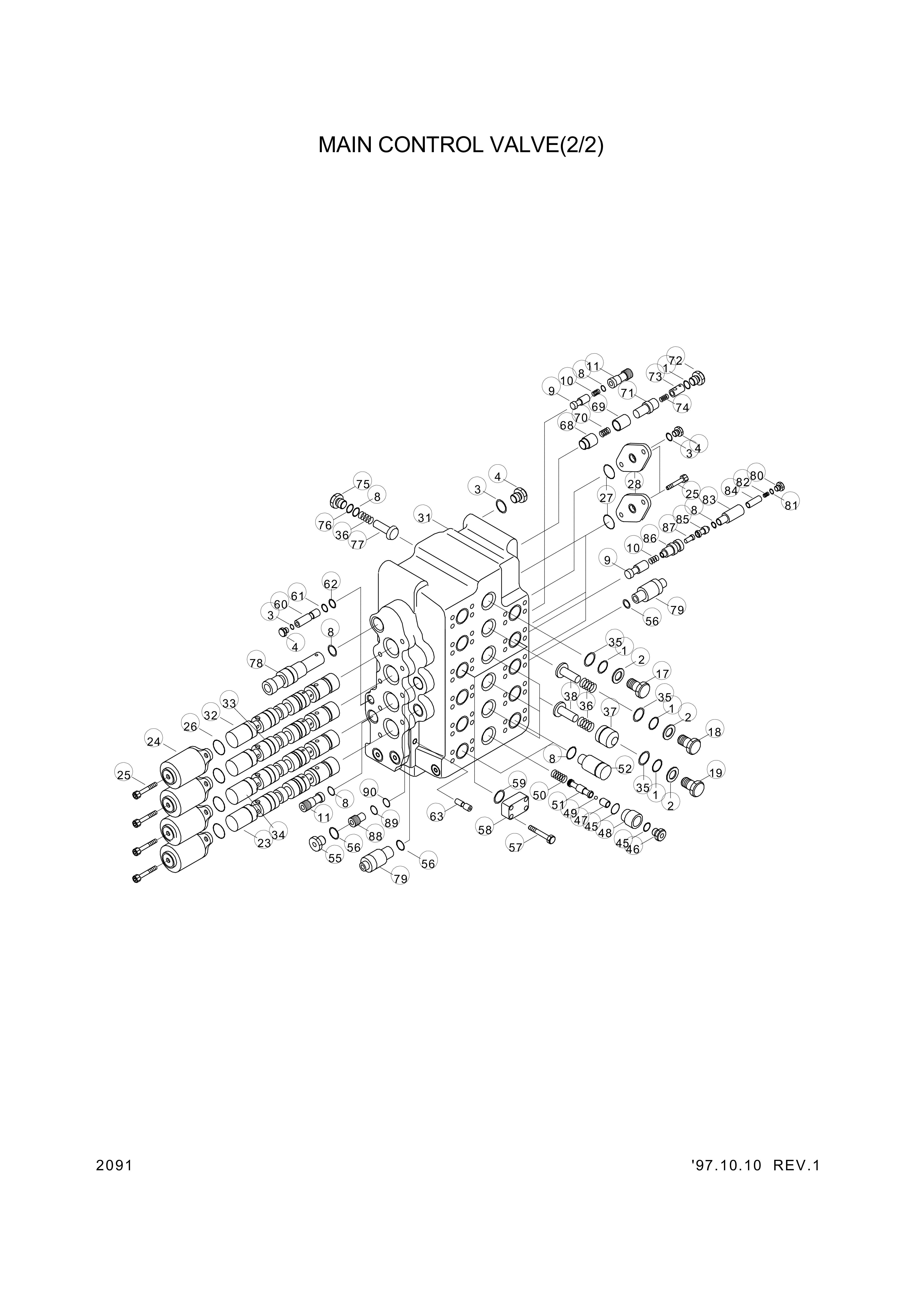 Technical drawing of Hyundai Construction Equipment 3526-435 CAP with dimensions and layout (figure 3)