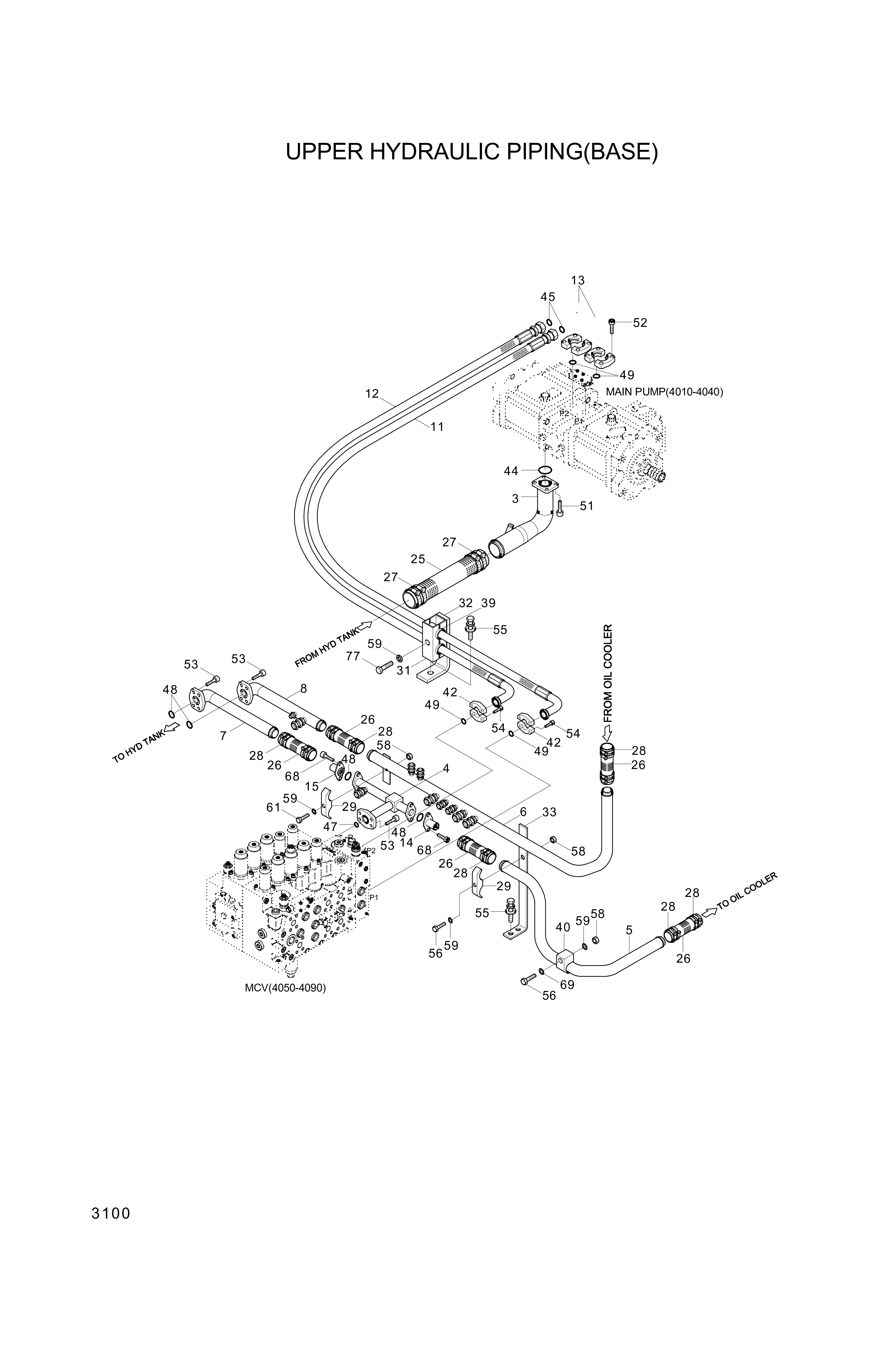 drawing for Hyundai Construction Equipment P980-167330 - HOSE ASSY-ORFS&FLG (figure 3)