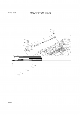 Technical drawing of Hyundai Construction Equipment YUBP-06649 ROD with dimensions and layout (figure 3)