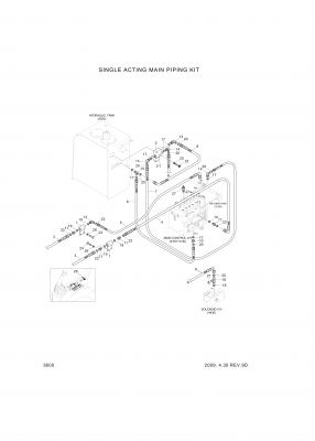 Technical drawing of Hyundai Construction Equipment P933-086014 HOSE ASSY-ORFS&amp;THD with dimensions and layout (figure 3)