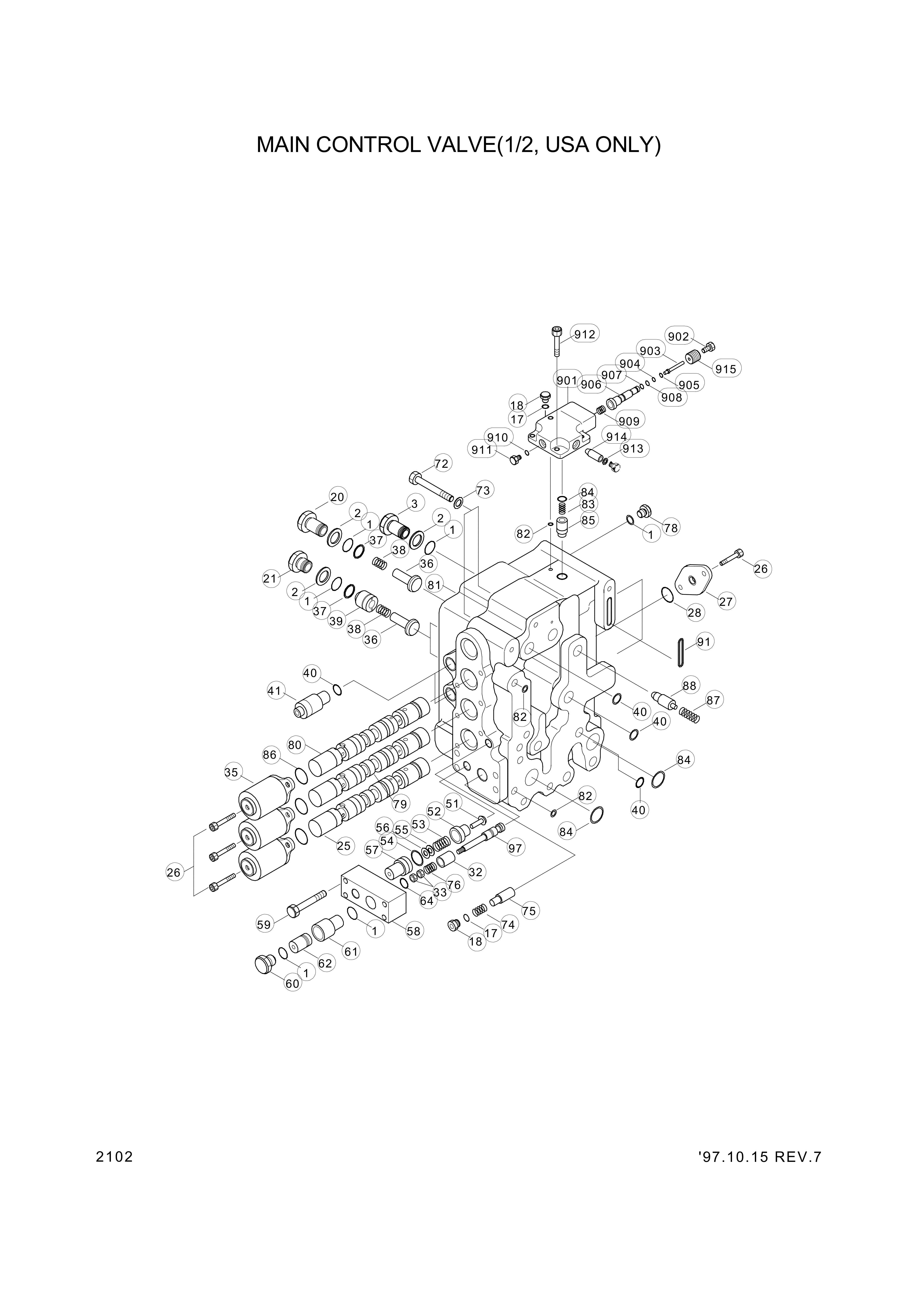 drawing for Hyundai Construction Equipment 31E6-0005 - MCV ASSY (figure 2)