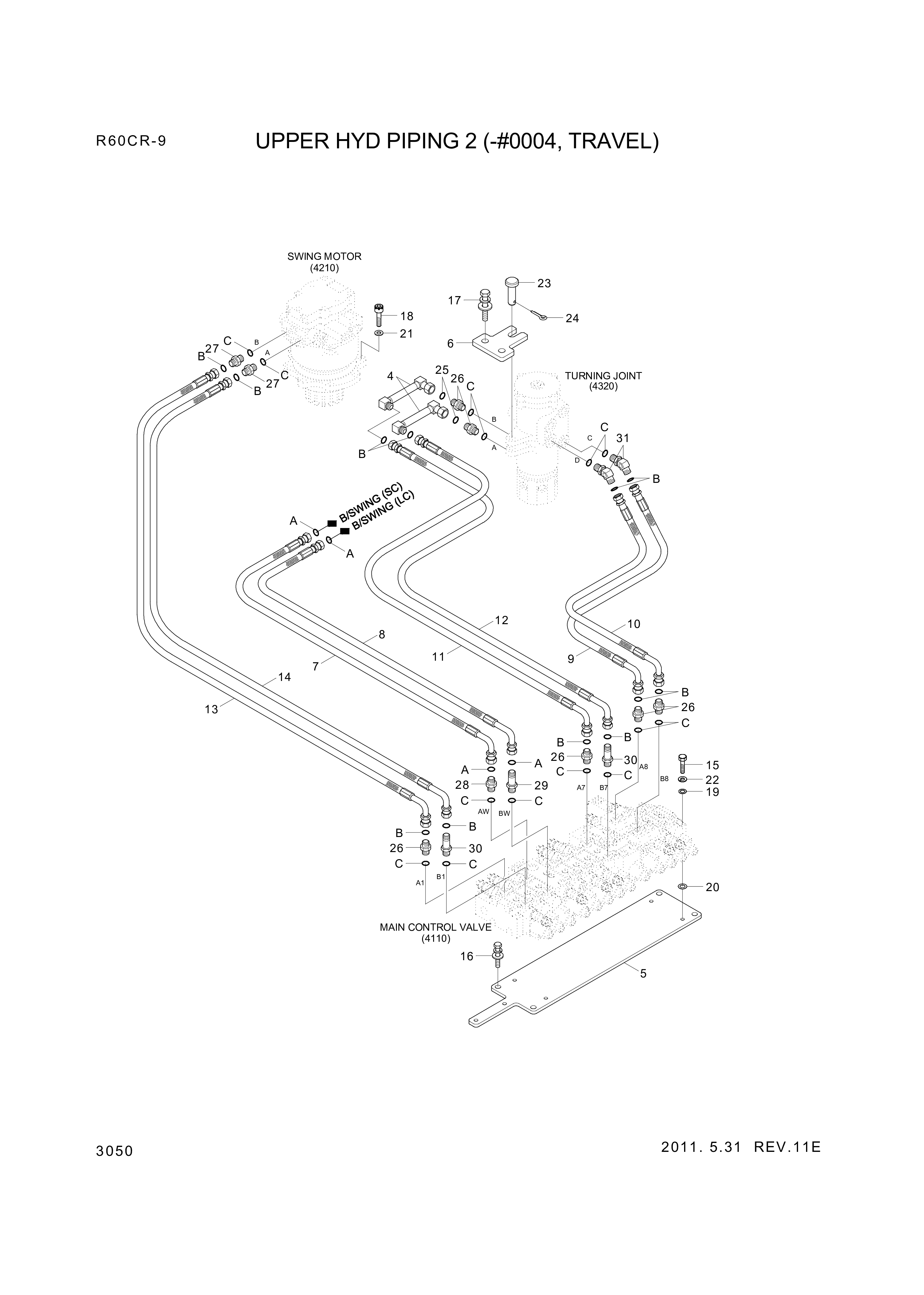 drawing for Hyundai Construction Equipment P930-085025 - HOSE ASSY-ORFS&THD (figure 3)