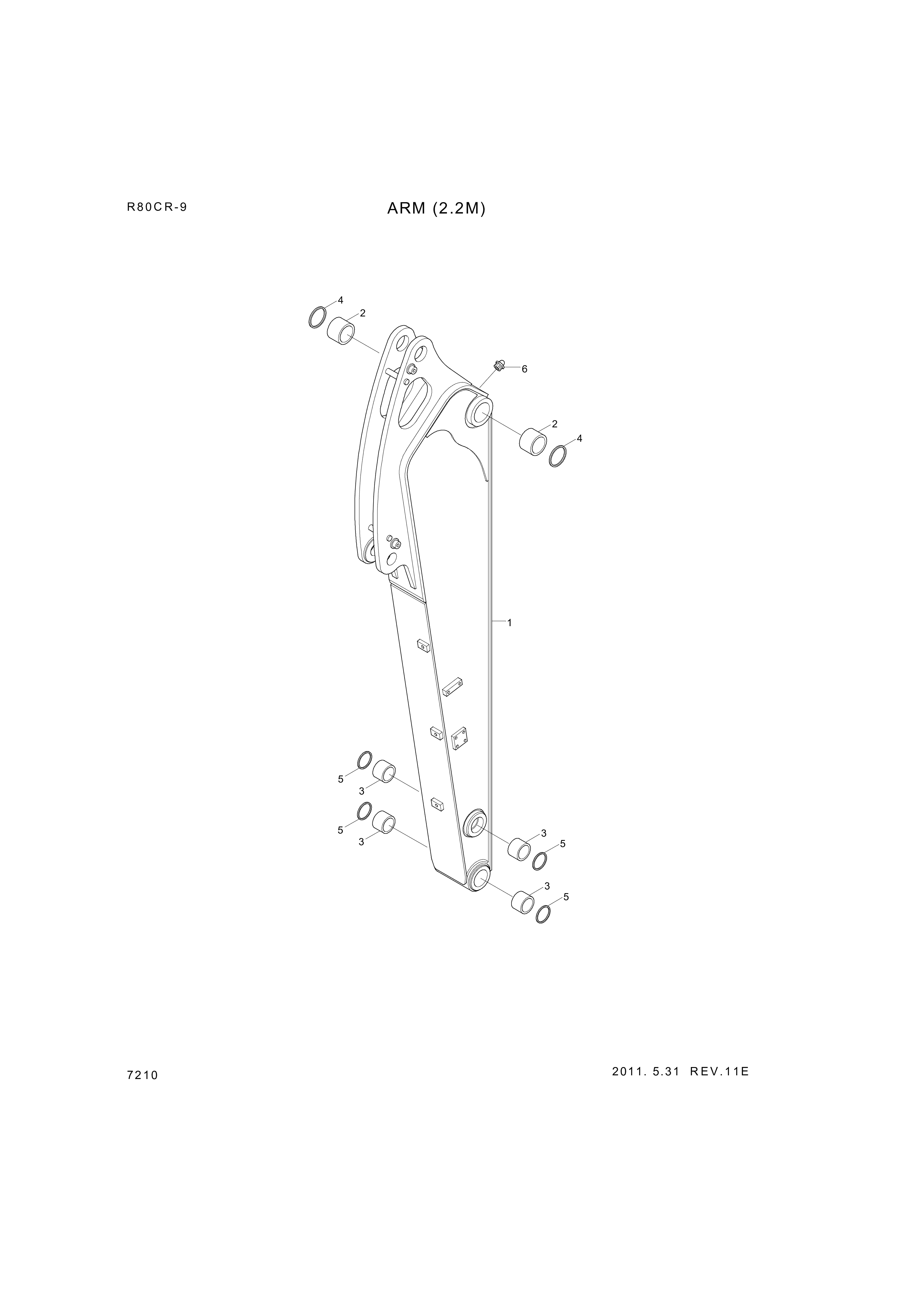 Technical drawing of Hyundai Construction Equipment 61M9-90660 BUSHING-PIN with dimensions and layout (figure 2)