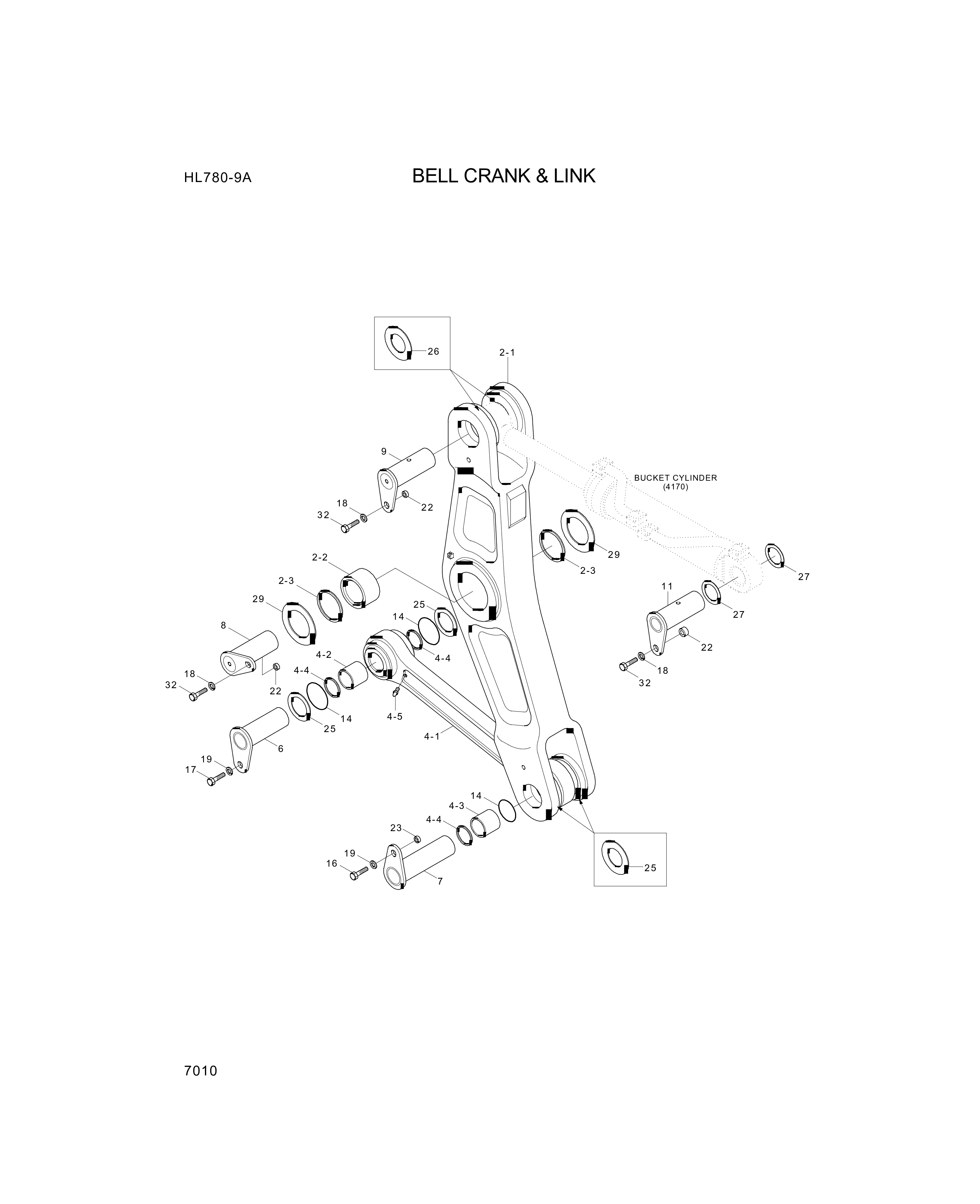 drawing for Hyundai Construction Equipment 61LQ-10210 - BELLCRANK ASSY-LH (figure 2)