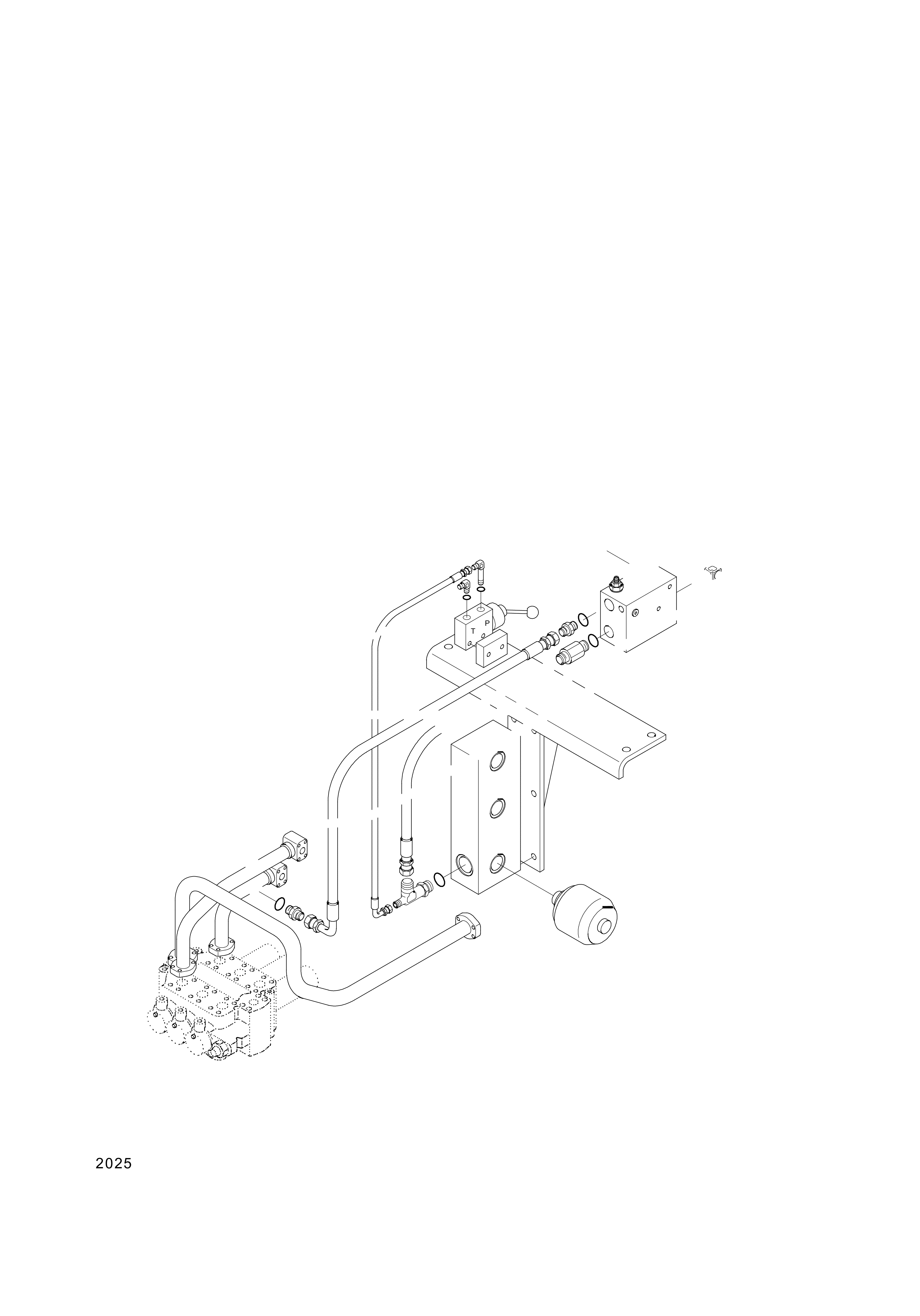 drawing for Hyundai Construction Equipment P620-124015 - HOSE ASSY-THD (figure 1)