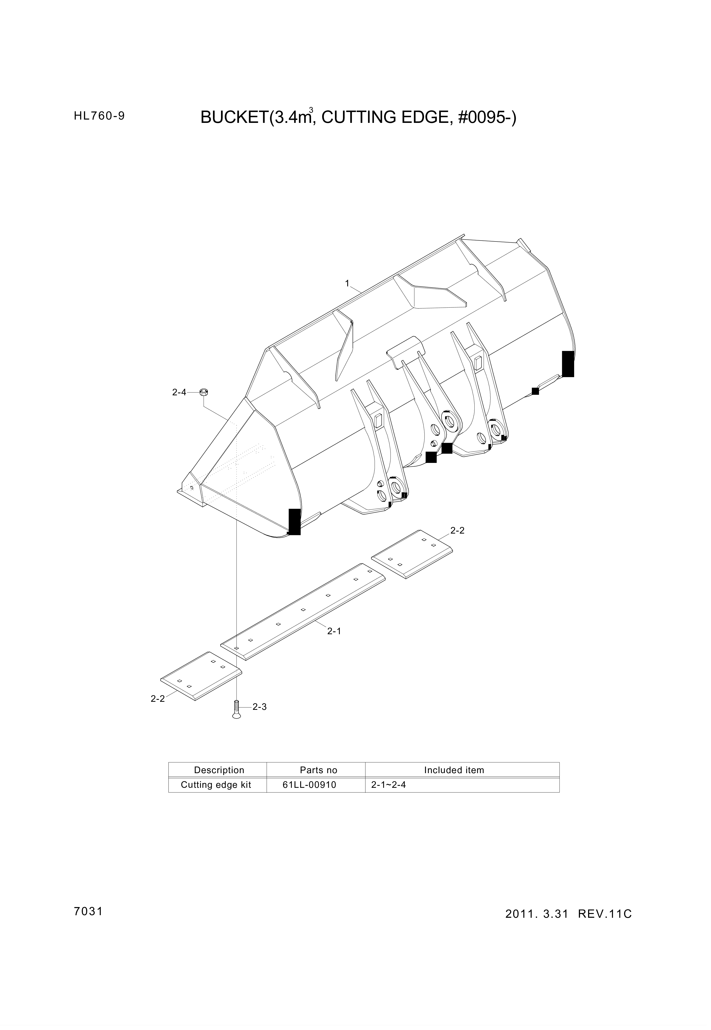 drawing for Hyundai Construction Equipment 61LK-00371 - CUTTINGEDGE-SD (figure 3)