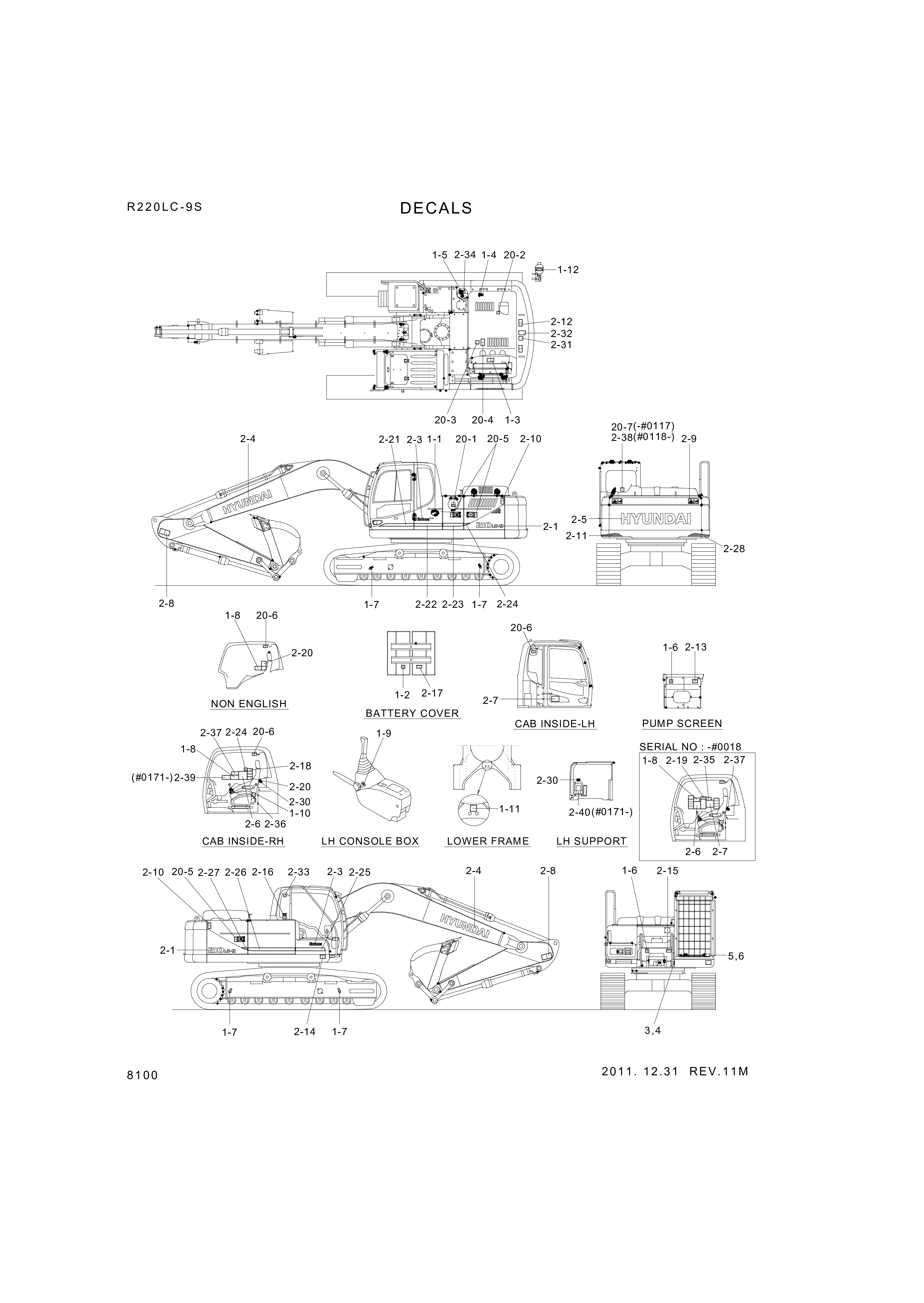 drawing for Hyundai Construction Equipment 96Q6-10710 - DECAL-SERVICE INSTRUCTION (figure 1)