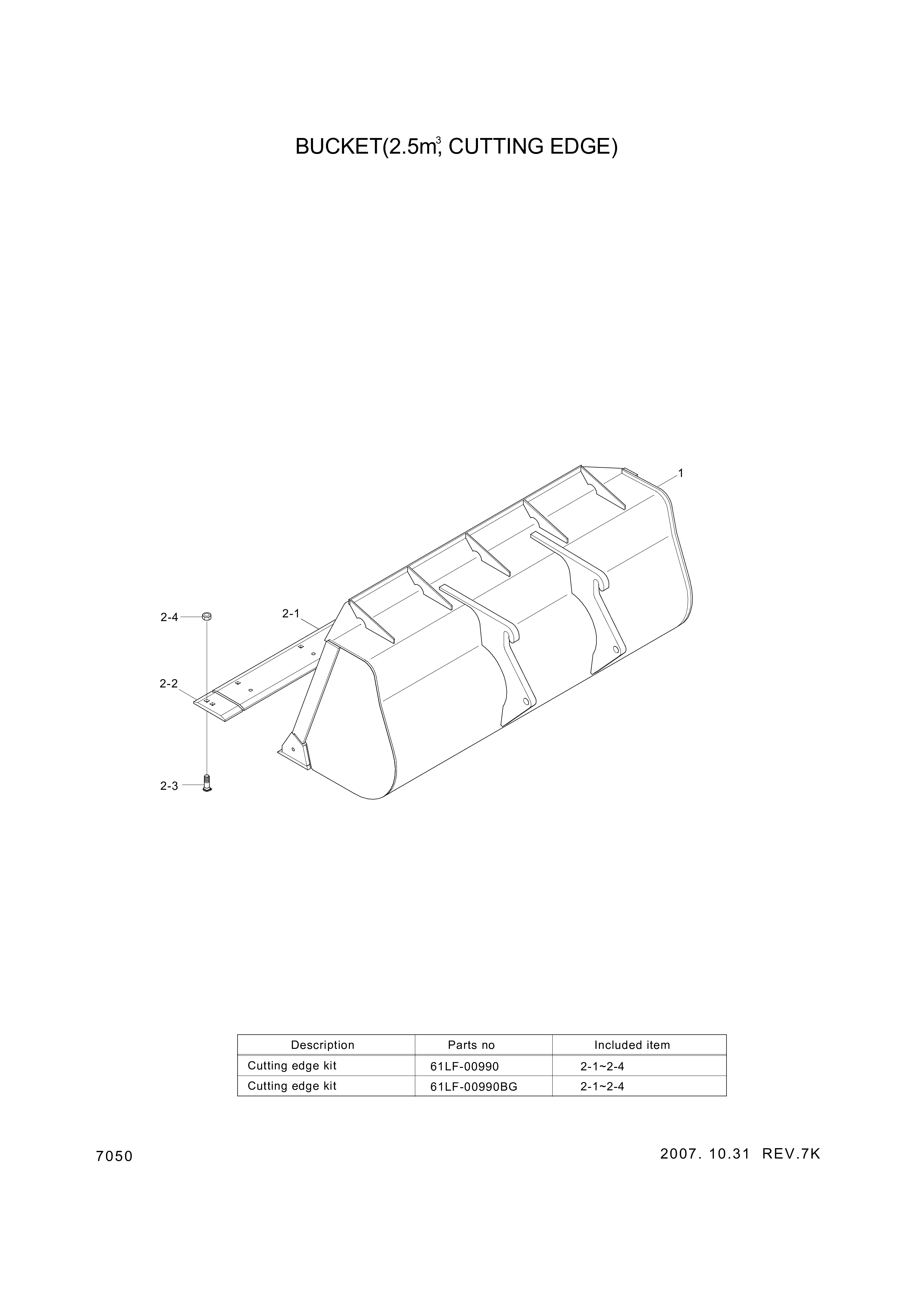 drawing for Hyundai Construction Equipment 61LF-00990BG - CUTTINGEDGE KIT (figure 3)