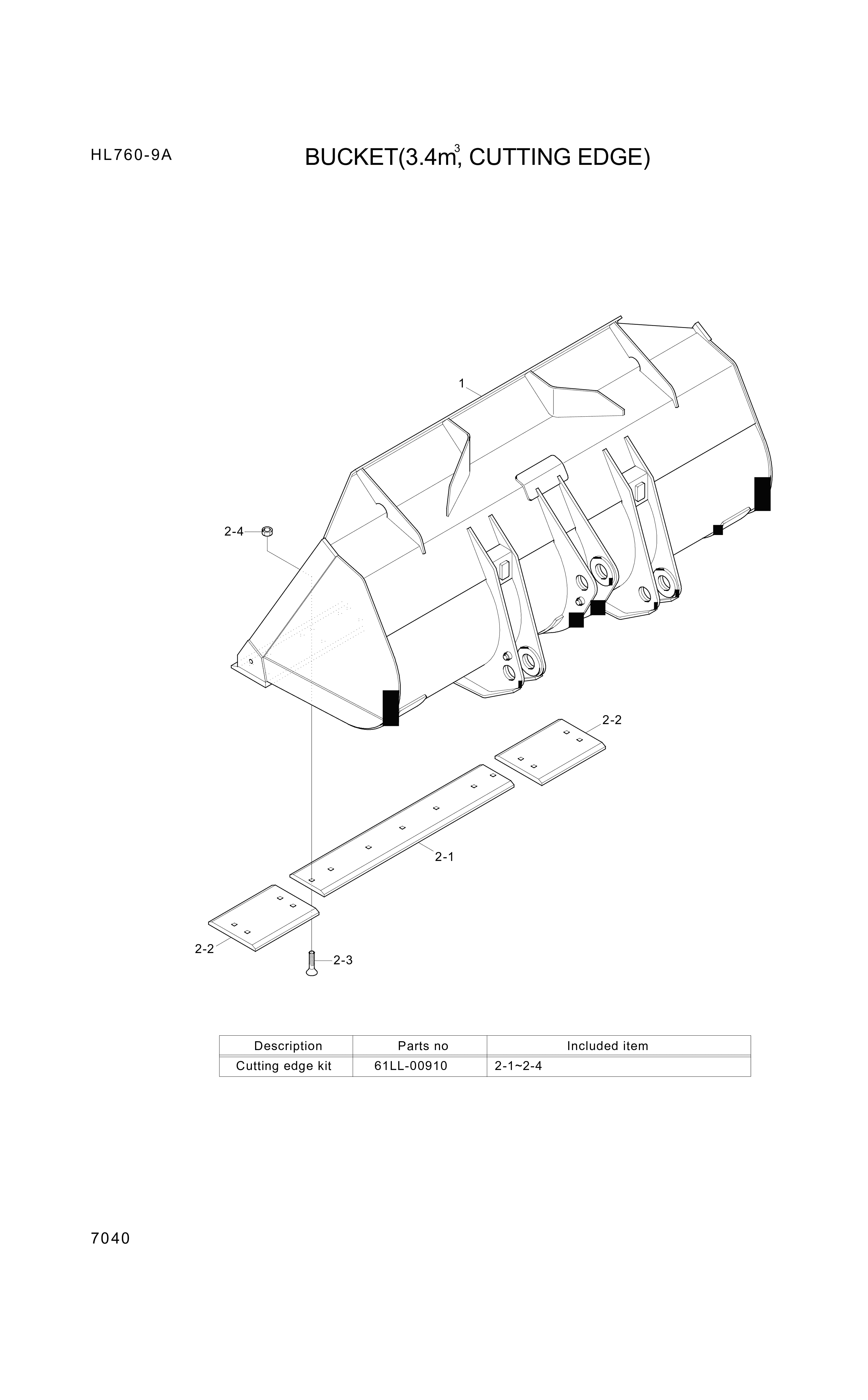 drawing for Hyundai Construction Equipment 61LL-00911 - CUTTINGEDGE KIT (figure 3)