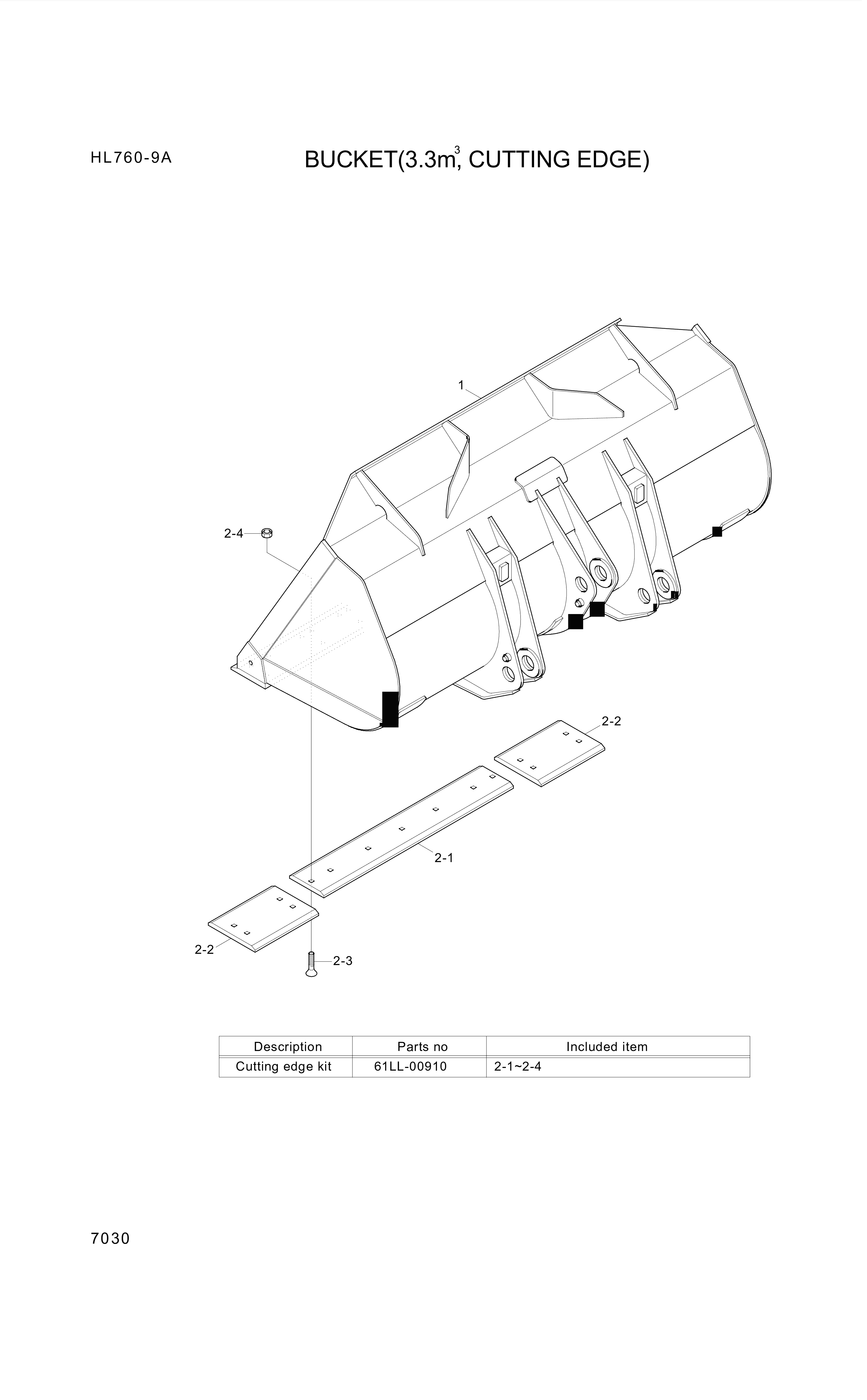Technical drawing of Hyundai Construction Equipment 61LL-00341 CUTTINGEDGE-CT with dimensions and layout (figure 4)