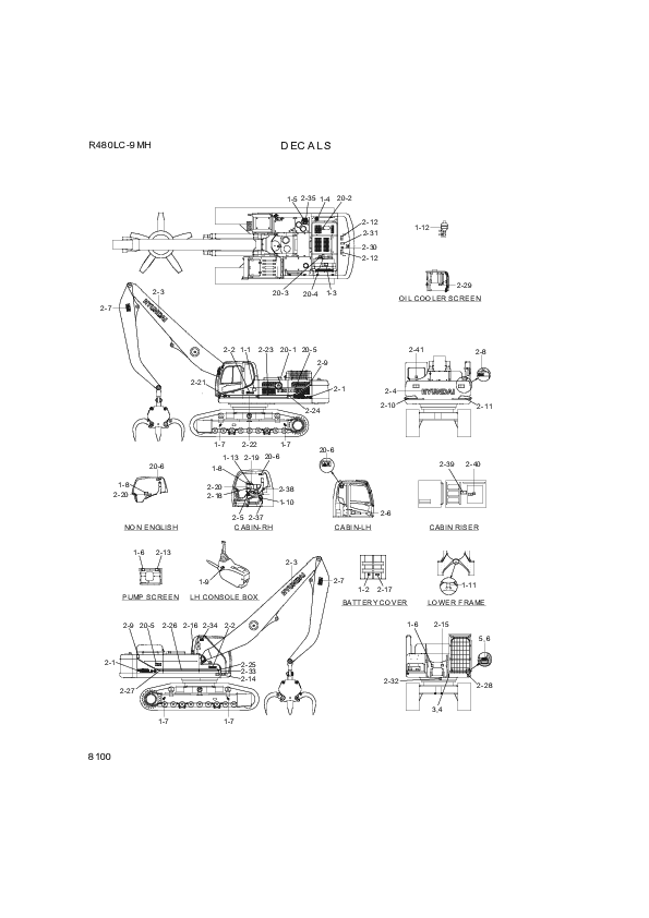 Technical drawing of Hyundai Construction Equipment 94QB-37300 DECAL-CONTROL with dimensions and layout (figure 3)