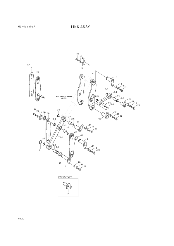 Technical drawing of Hyundai Construction Equipment 61LN-31110 LINK ASSY-CONTROL with dimensions and layout (figure 2)
