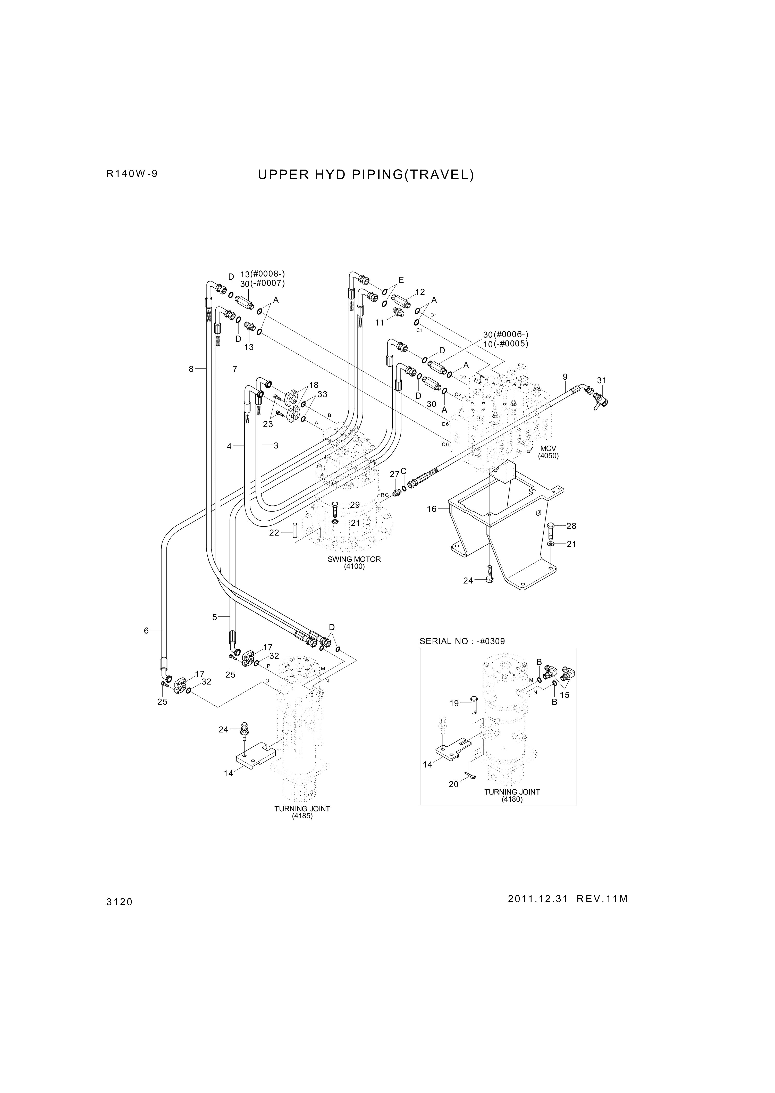 Technical drawing of Hyundai Construction Equipment P933-089016 HOSE ASSY-ORFS&amp;THD with dimensions and layout (figure 2)