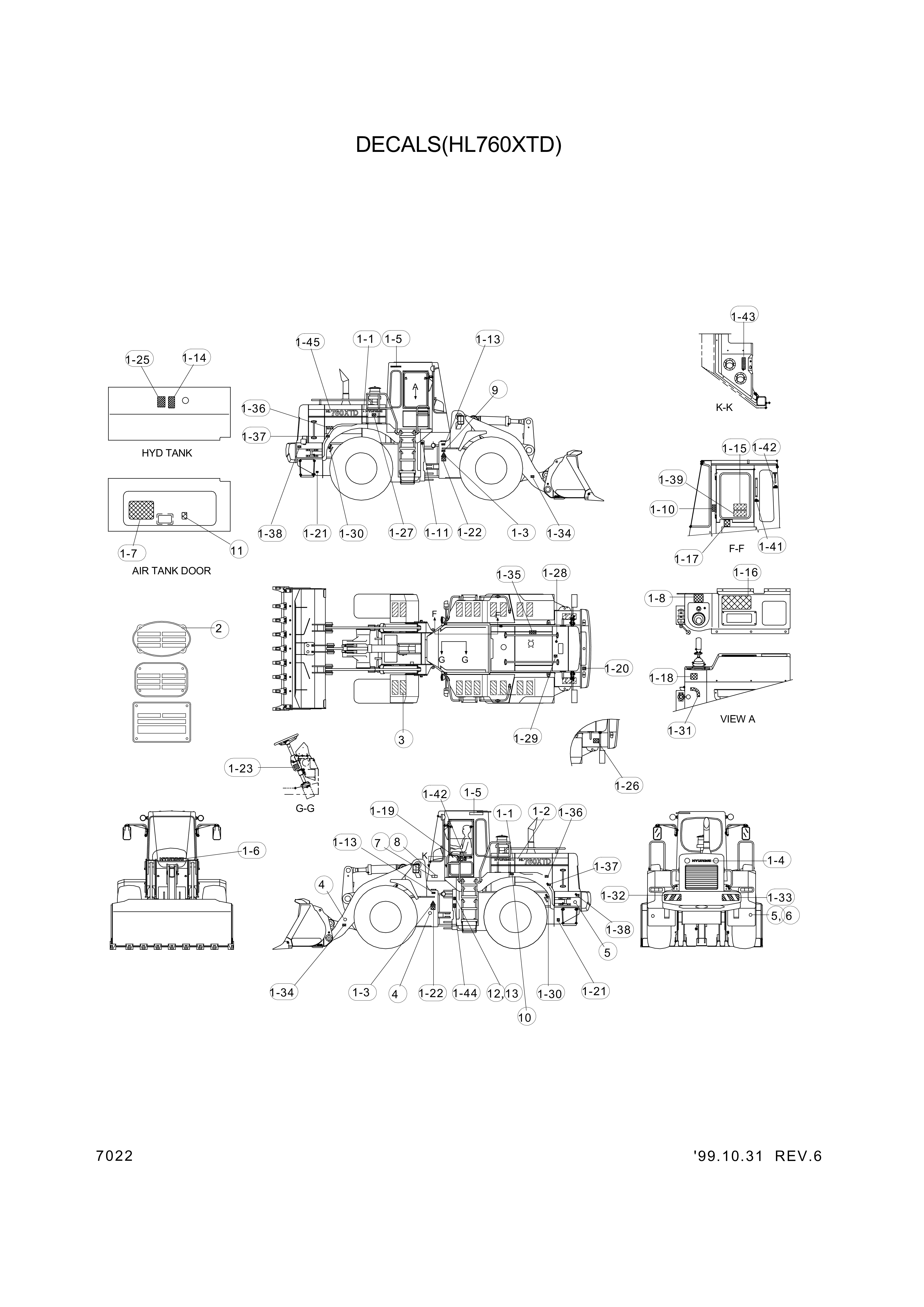 Technical drawing of Hyundai Construction Equipment 94L4-00221 DECAL-SERVICE&amp;LUB with dimensions and layout (figure 4)