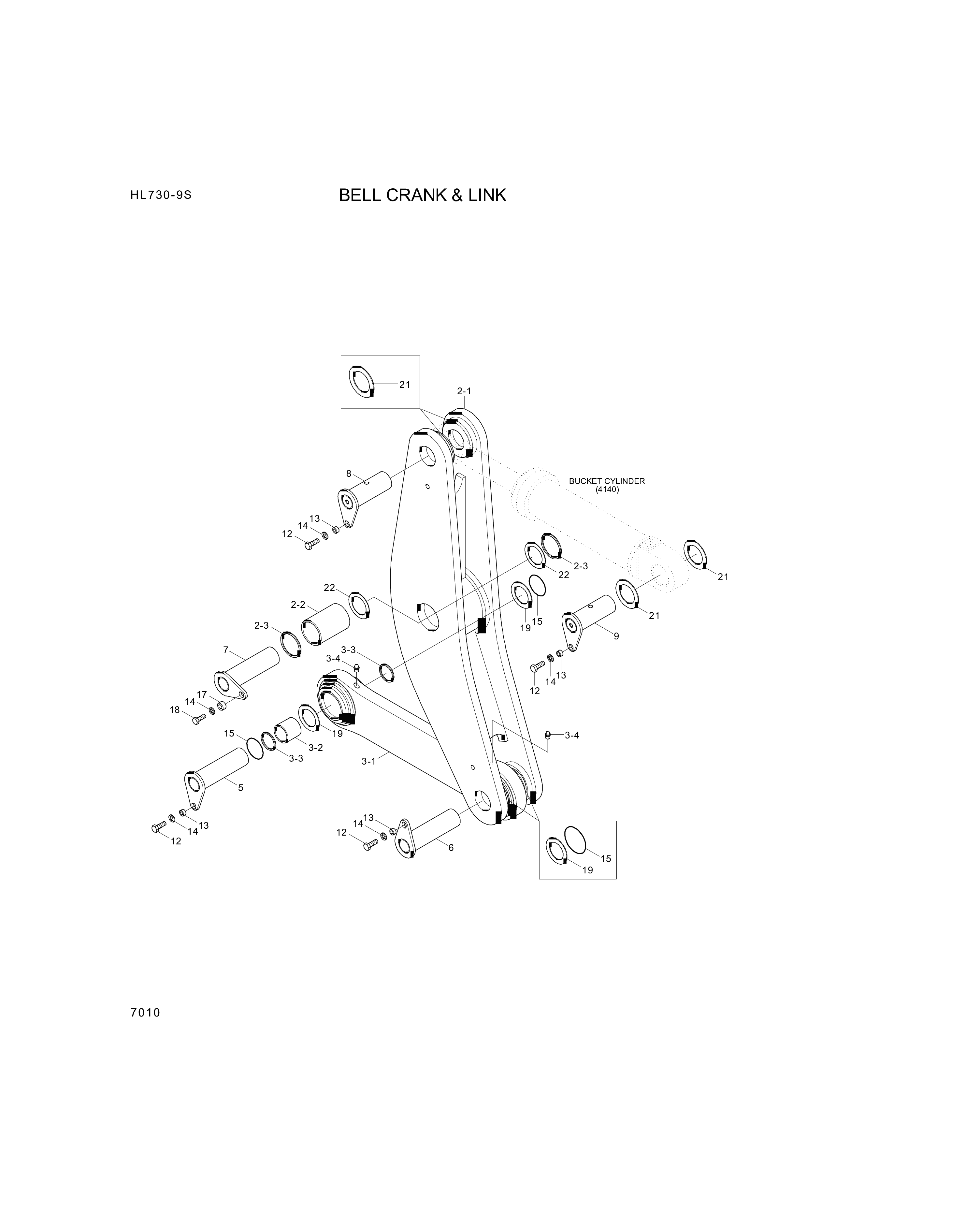 Technical drawing of Hyundai Construction Equipment 61LM-15130 PIN-JOINT with dimensions and layout (figure 2)