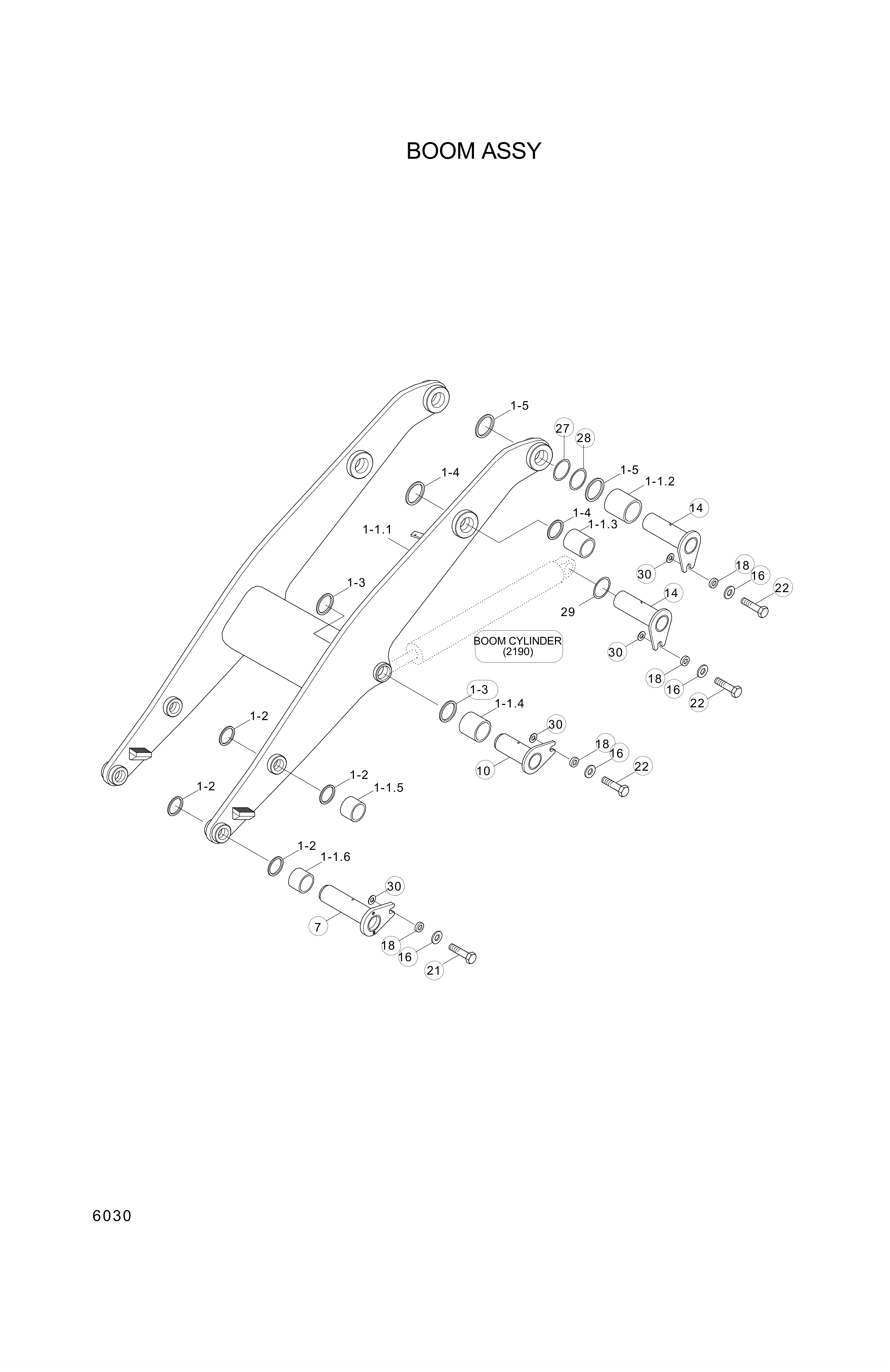 Technical drawing of Hyundai Construction Equipment 61L7-30760 PIN-JOINT with dimensions and layout