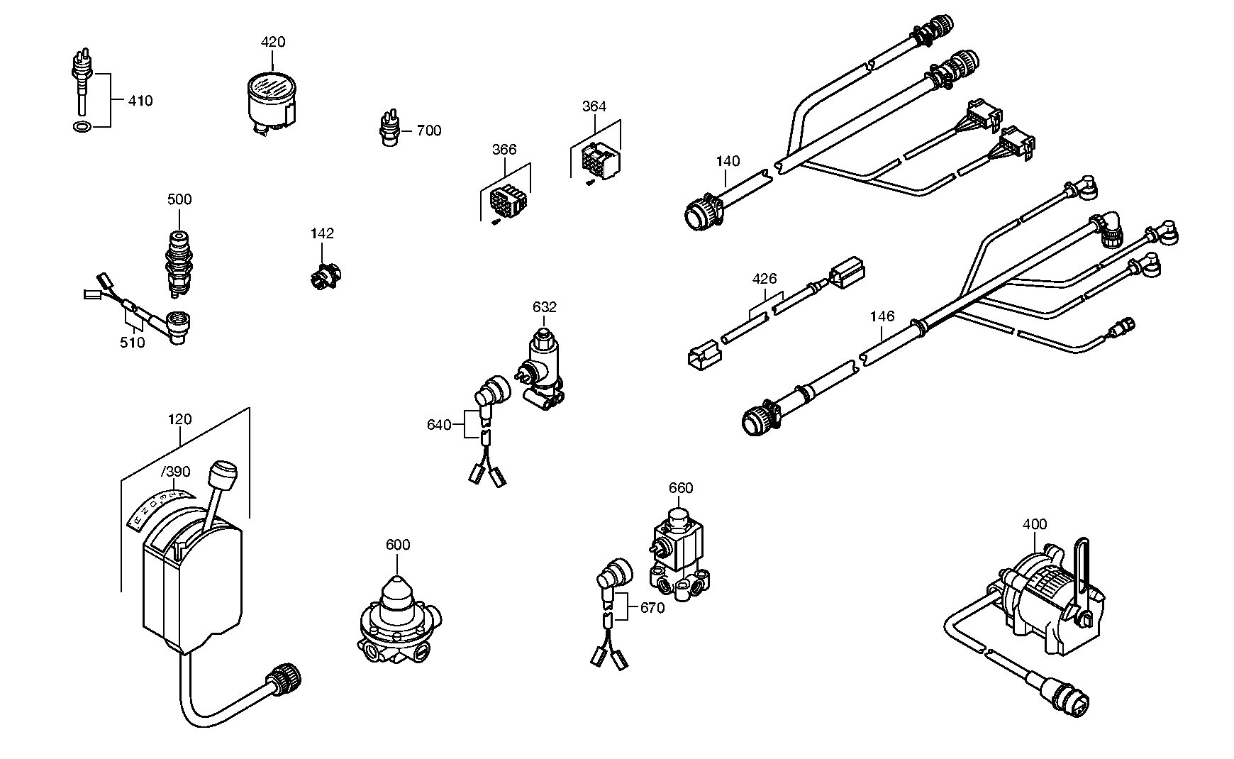 drawing for Astra Veicoli Industriali 00050528 - CABLE ECOMAT