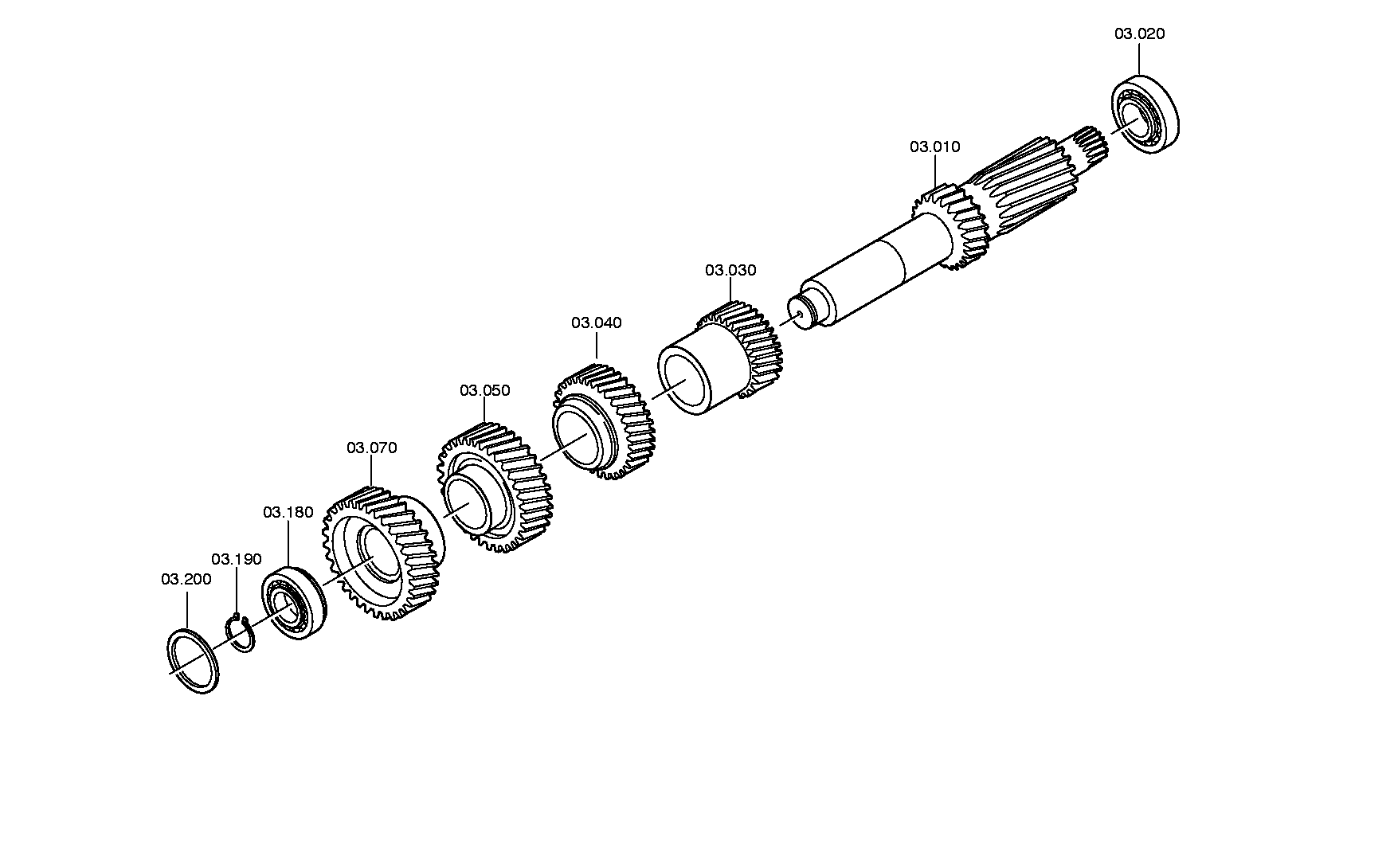 drawing for PONTICELLI 5000813819 - COUNTERSHAFT