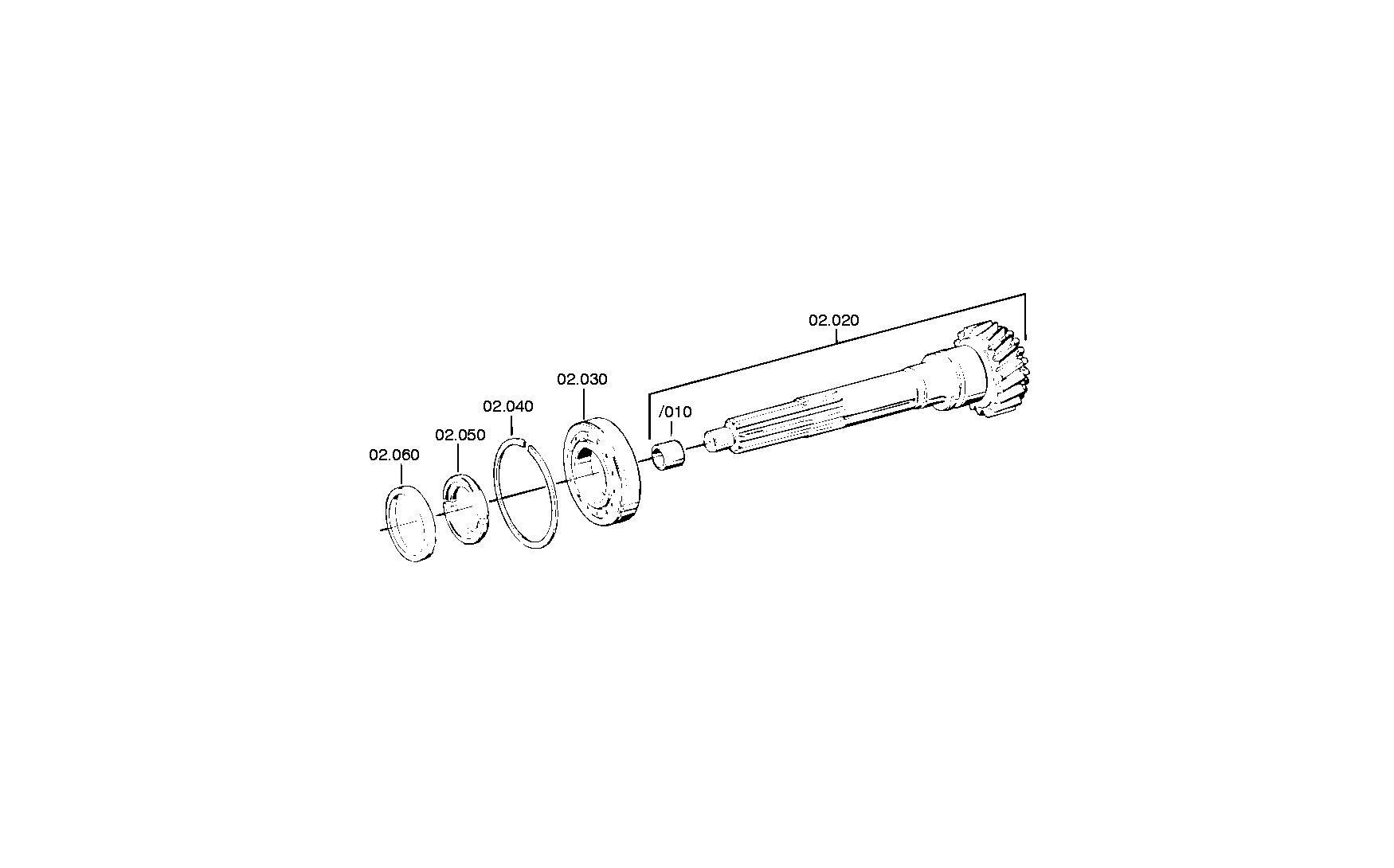 drawing for IVECO 08121551 - INPUT SHAFT