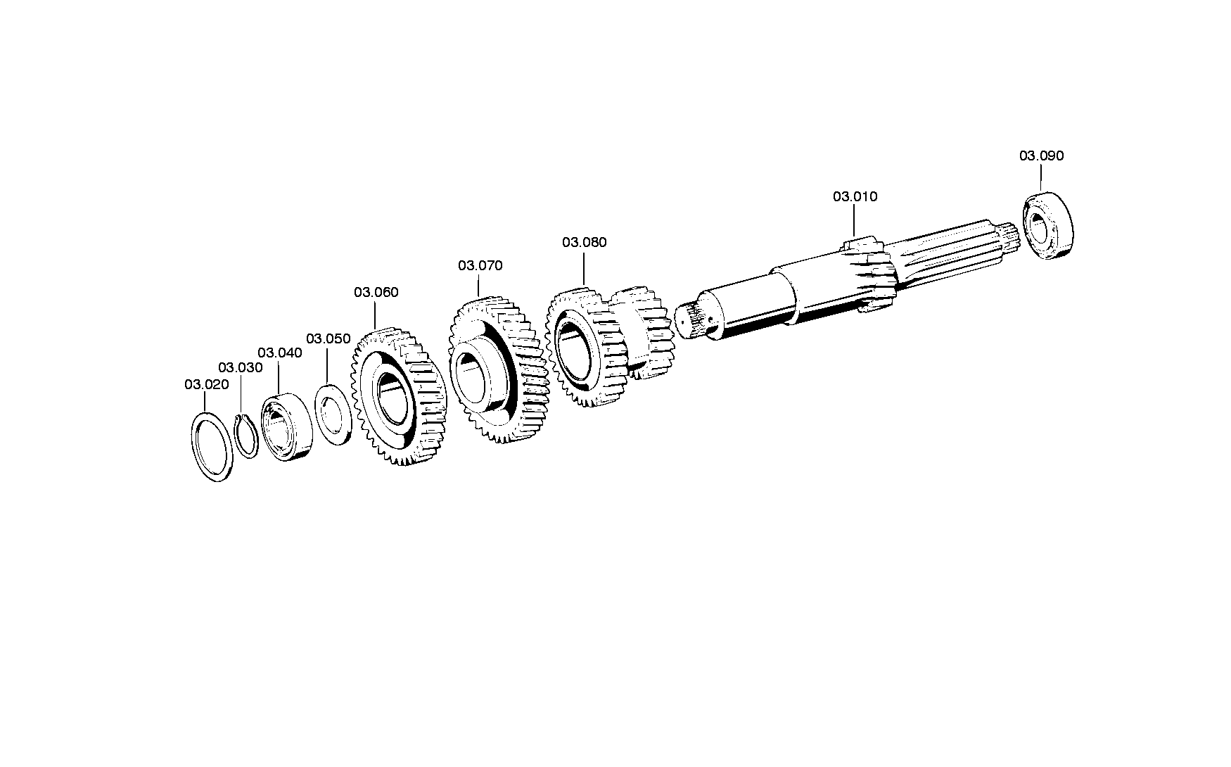 drawing for IVECO 7701014821 - COUNTERSHAFT