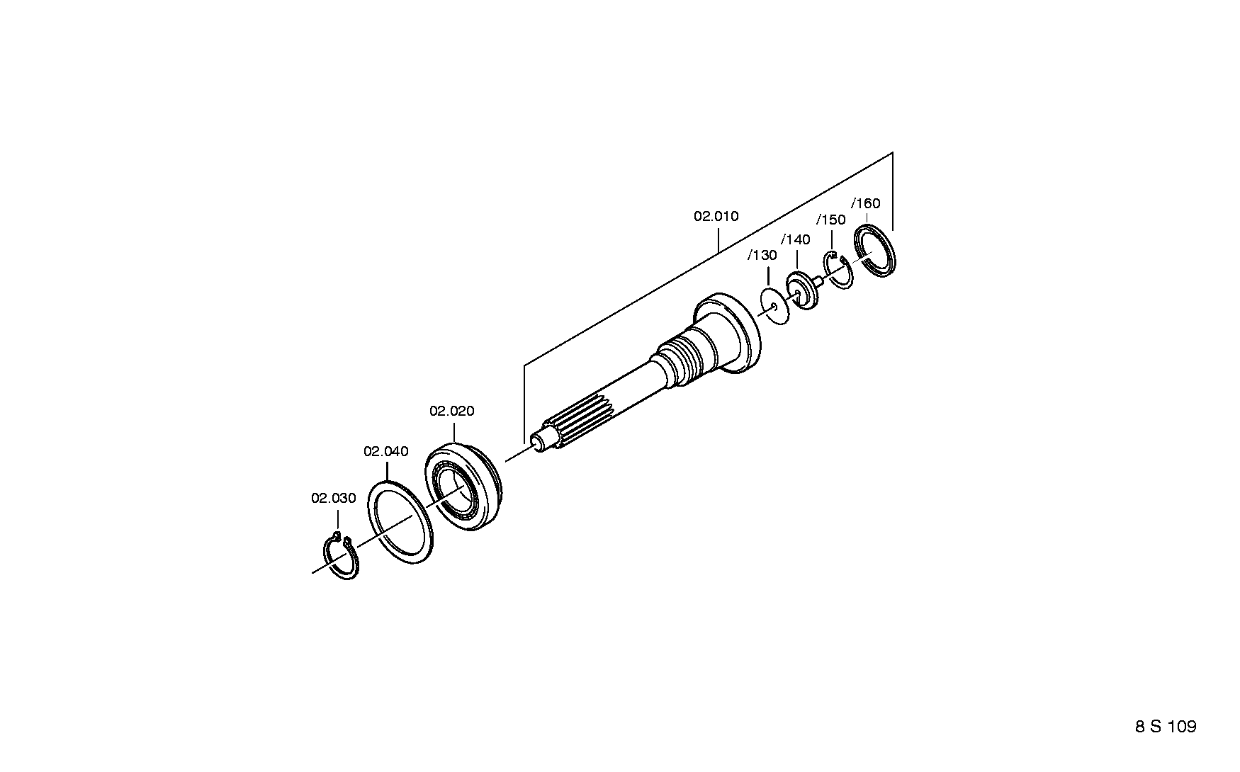 drawing for ZF 1304202216 - INPUT SHAFT
