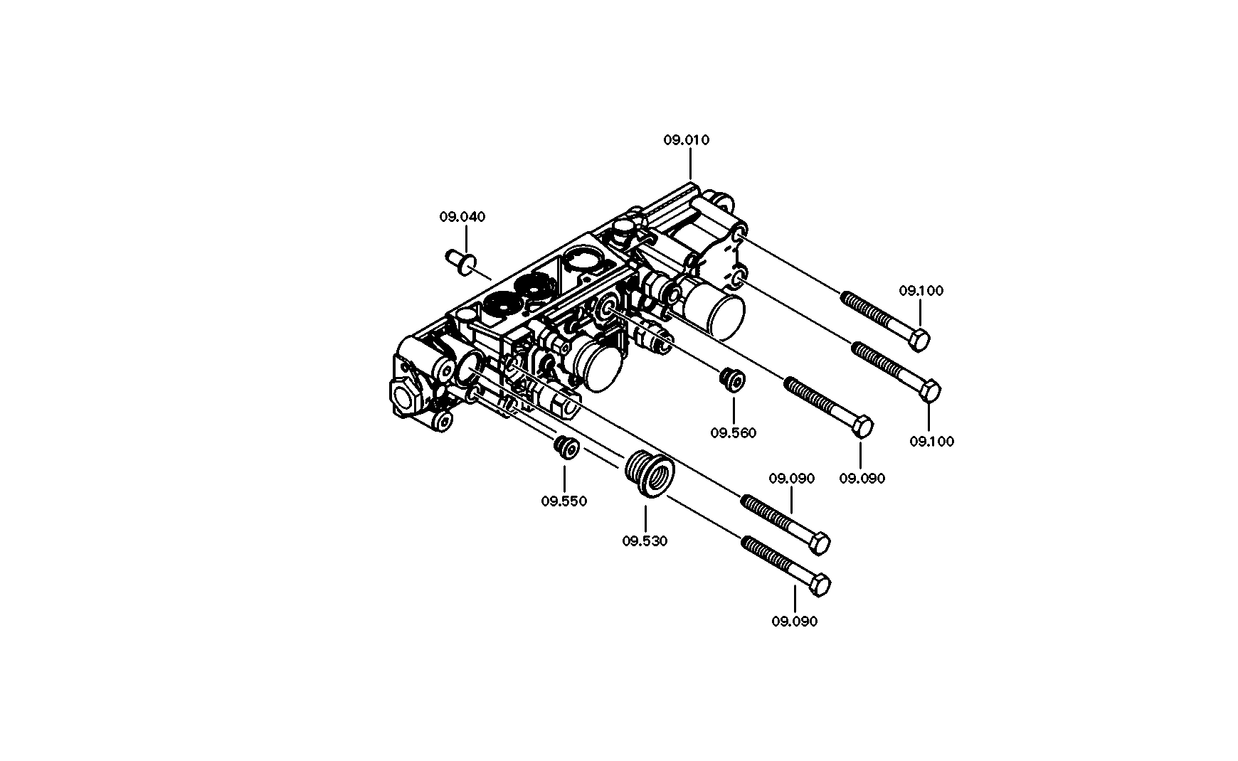 drawing for DAF 1957048 - VALVE BLOCK